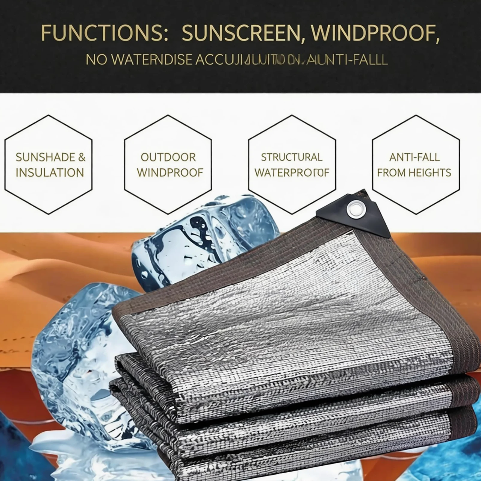4x10m Malla Sombra Aluminio Reflectante 90% con Ojales Cada 50cm, Lona Parasol Plateada Anti UV para Terraza, Balcón, Pérgola, Invernadero, Aparcamiento y Jardín Exterior