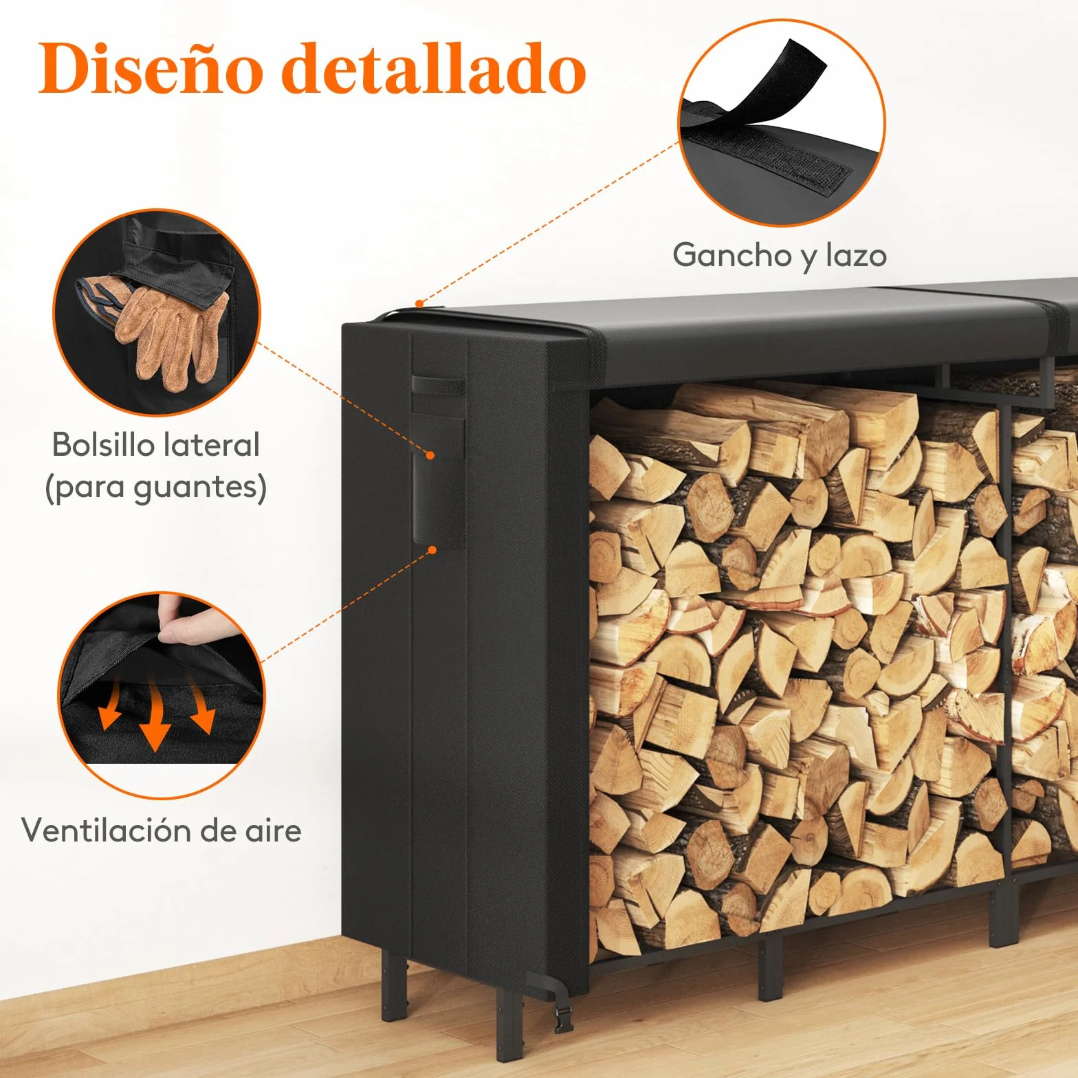 Lifewit Estante Almacenamiento Leña con Cubierta Impermeable, 365.8×58,5×122cm Estante Resistente para Troncos, Soporte para Leña, Registro de leña con Tapa para Chimeneas, Pozos de Fuego