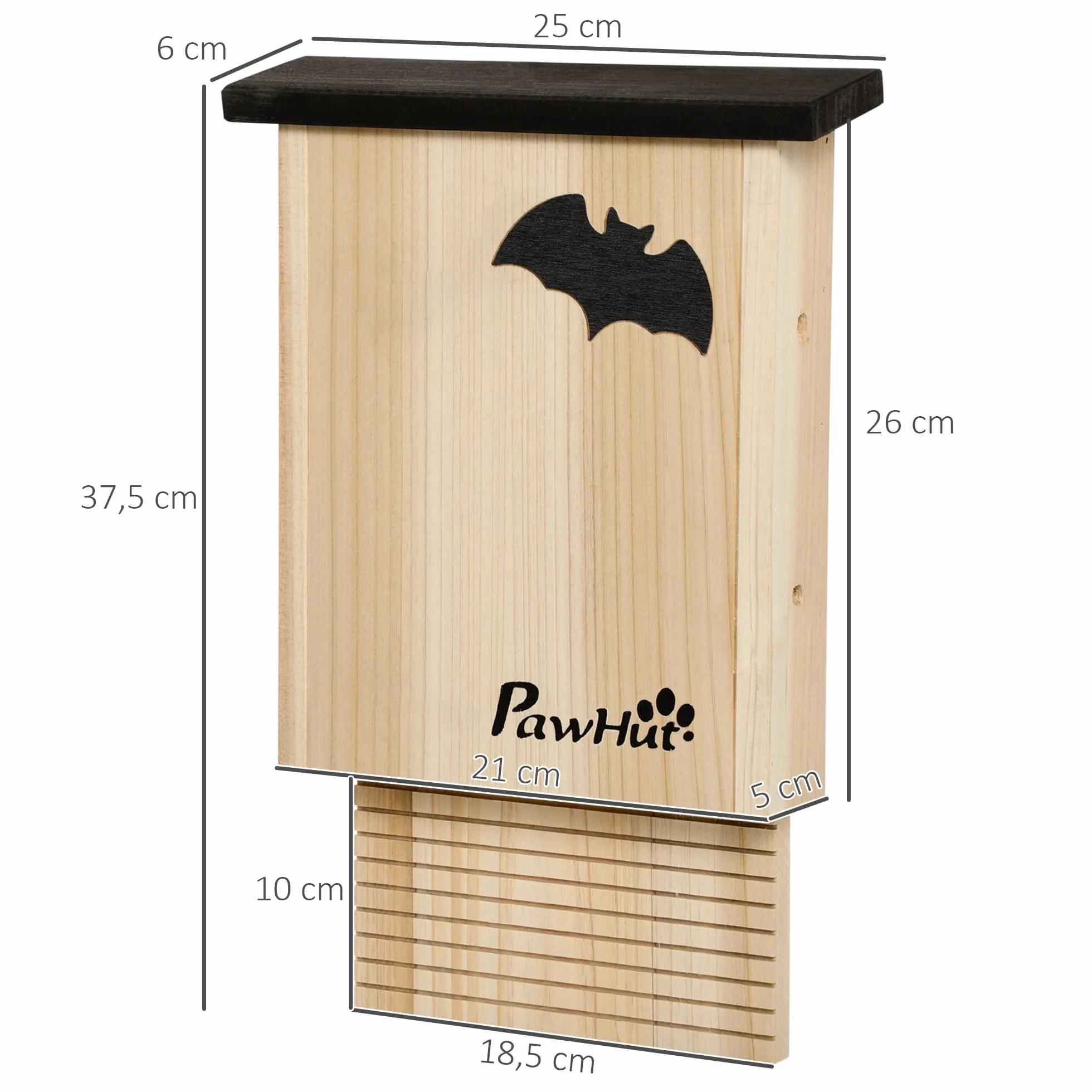 PawHut Juego de 3 Cajas para Murciélagos, Casa Nido para Colgar en Verano e Invierno, Madera de Abeto, 25 x 6 x 37,5 cm, Naturaleza