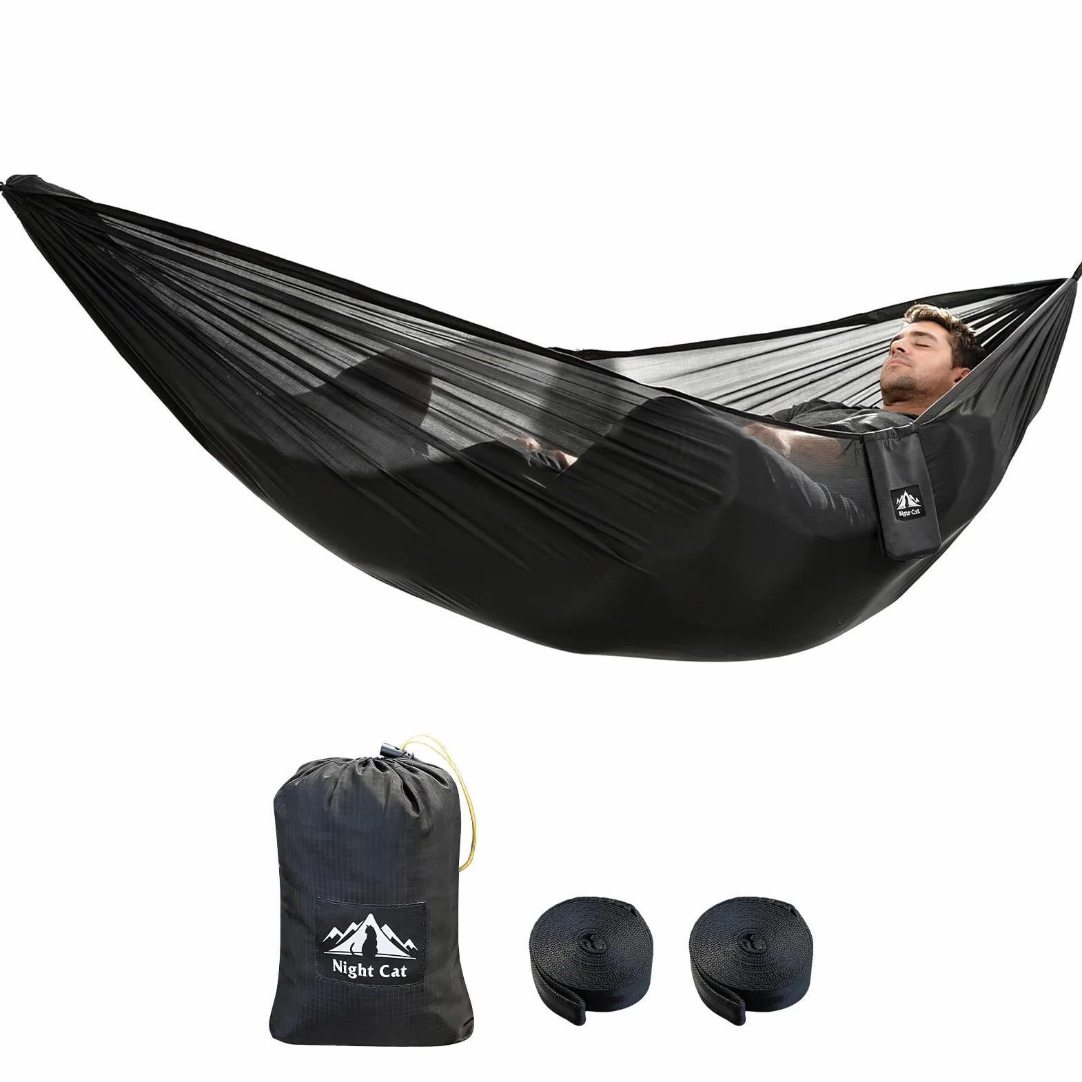 Night Cat Hamaca Jardín Ultraligero: Hamaca Colgante 0,35KG para 1 Persona para Exterior Camping Y Acampad