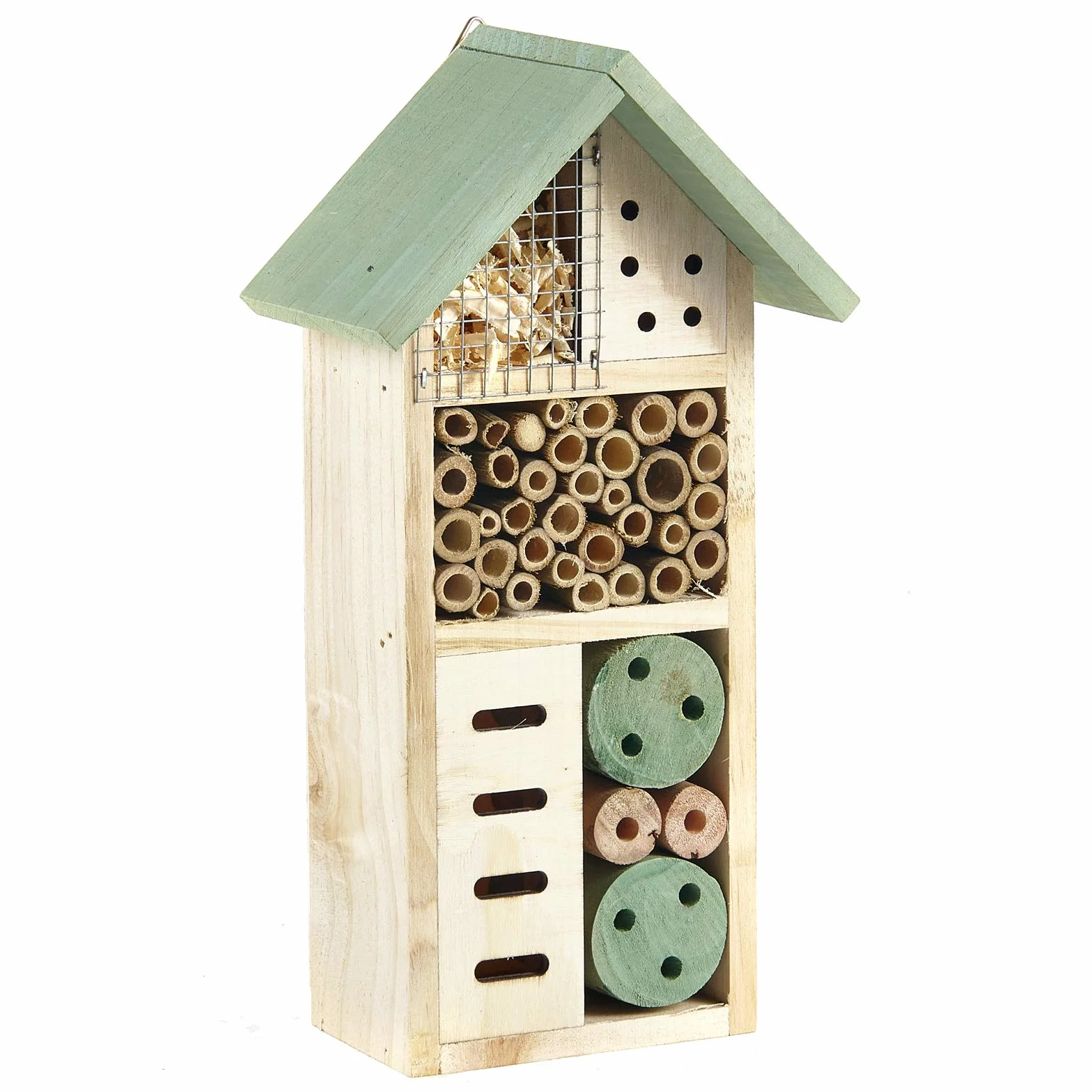 Pet Ting Casa de Abejas de Madera Natural para Insectos, Refugio de Hotel, jardín, Caja Nido de 26 cm, Beige