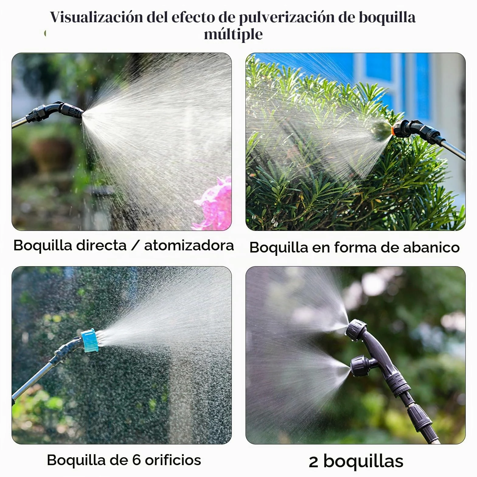 Pulverizador Presión, 8L Batería Pulverizador Jardín con Lanza 4 Boquillas Pulverización Ajustables Pulverizador Mochila con Batería 2400Mah Bomba Automática Lanza Telescópica Tanque Transparente