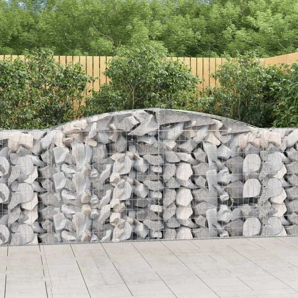 2 cestas para gaviones con arco alto, 400 x 50 x 100/120 cm, hierro galvanizado para barreras de jardín y protección de la privacidad, aislamiento acústico y decoración de alambre resistente