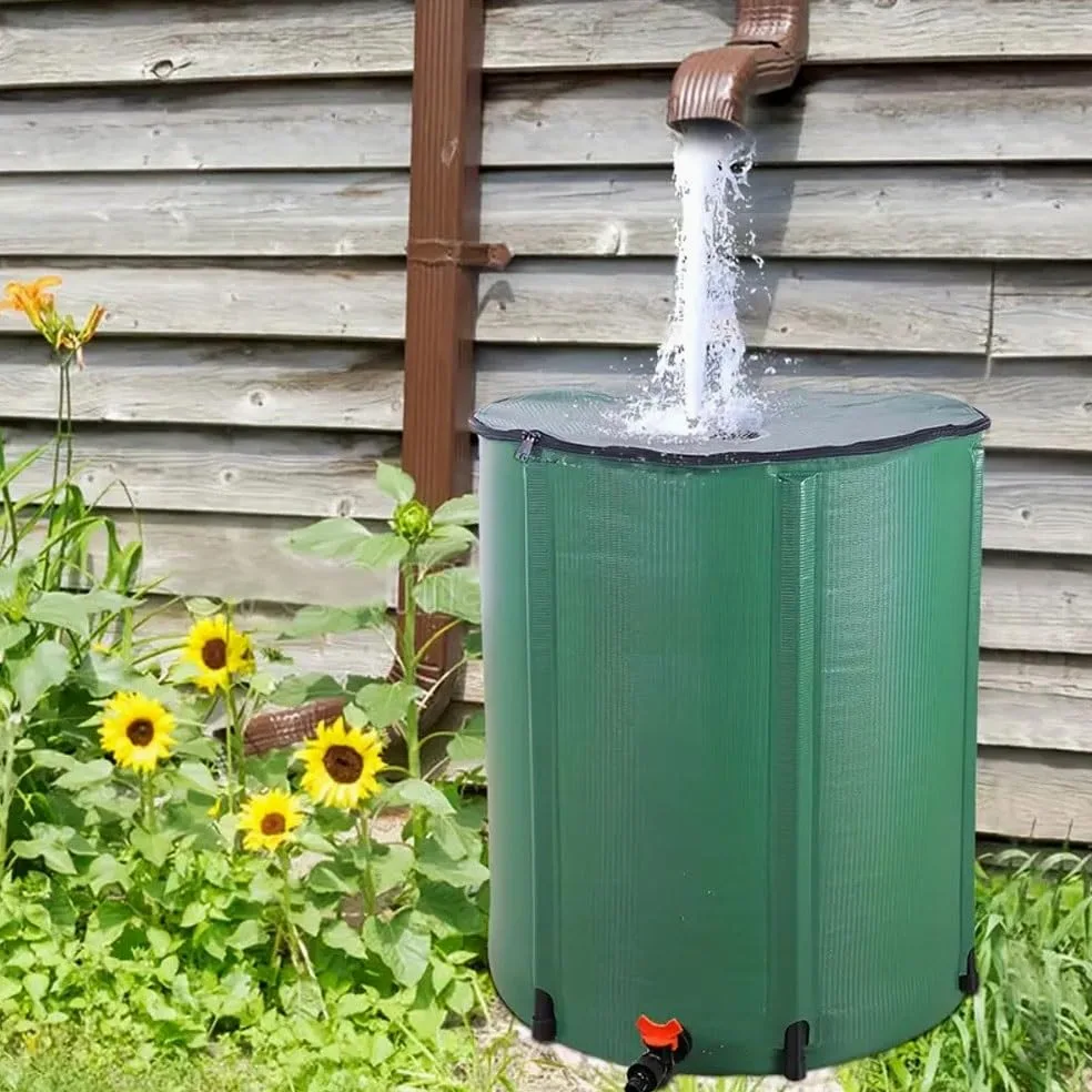 Genérico Baril de Lluvia Plegable 50L a 1000L – Sistema Portátil de Recolección de Agua de Lluvia con Grifo y Tapa Cremallera, Depósito de Agua para Riego de Jardín y Uso Exterior de Emergencia