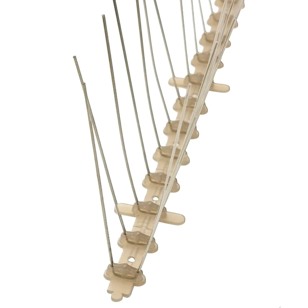 Juego de 20 púas para ahuyentar pájaros, 10 m, plástico con acero inoxidable, 4 filas, ahuyentador de gatos, martas, palomas, protección para jardín y balcón