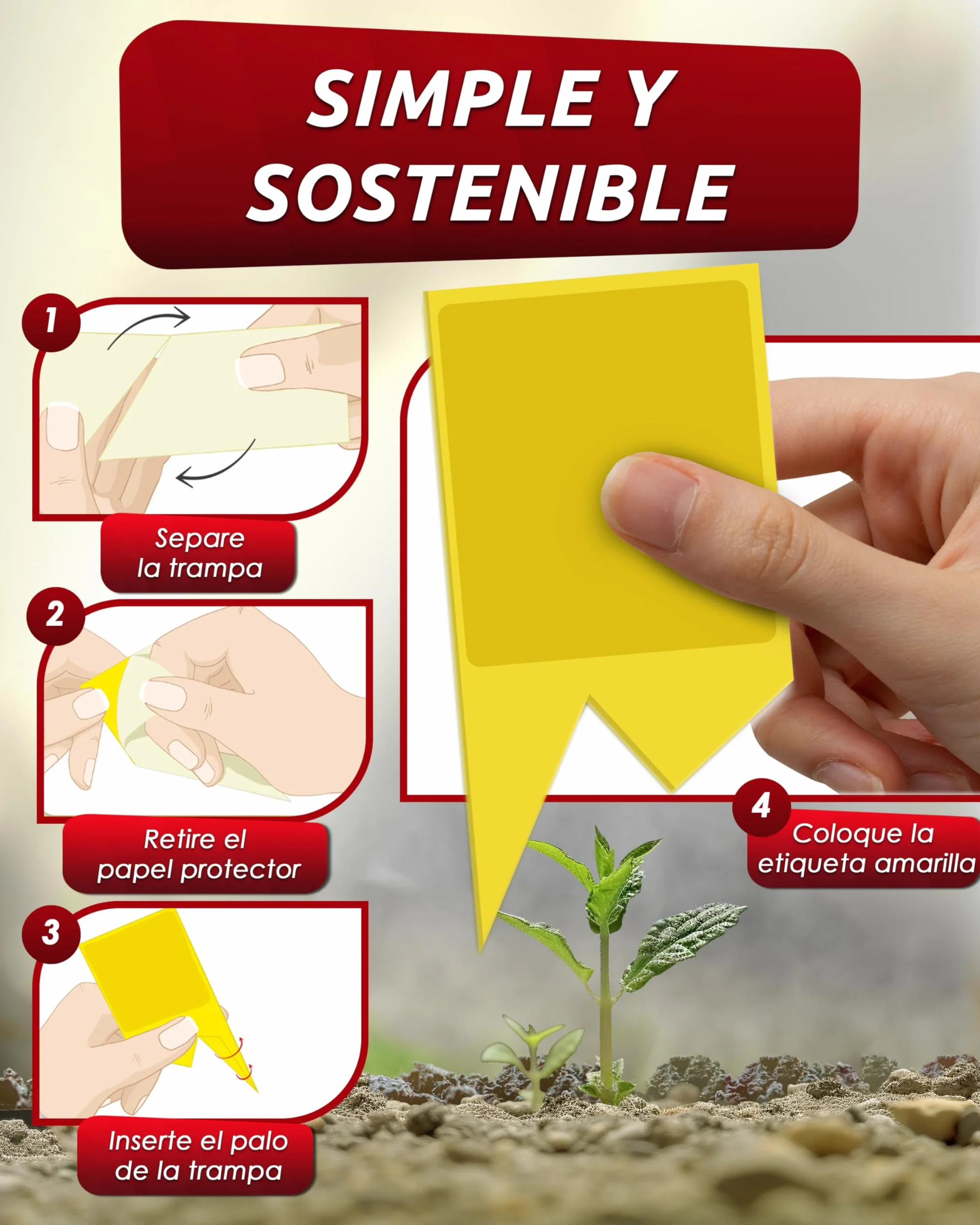 PIC Trampas Cromaticas Amarillas contra para Mosquito del Mantillo - 60x Pegatinas Trampas para Mosquitos, Eficaz Trampa Mosquitos No Tóxica, Ideal para Plantas De Interior contra Moscas pequeños