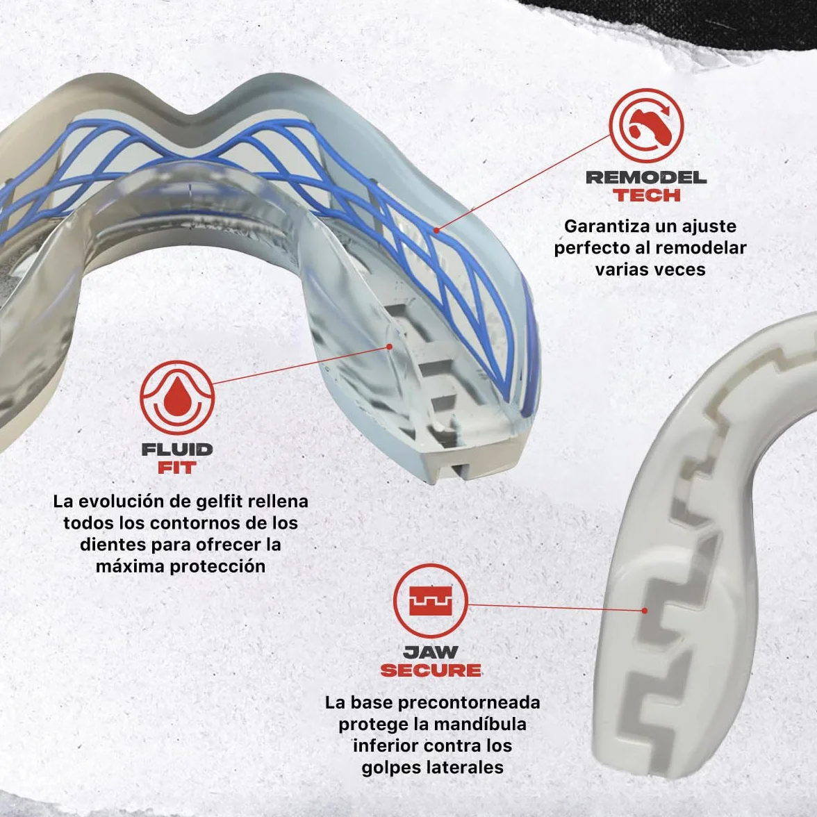 SAFEJAWZ Protector bucal para deportes de contacto adultos y niños Blanco
