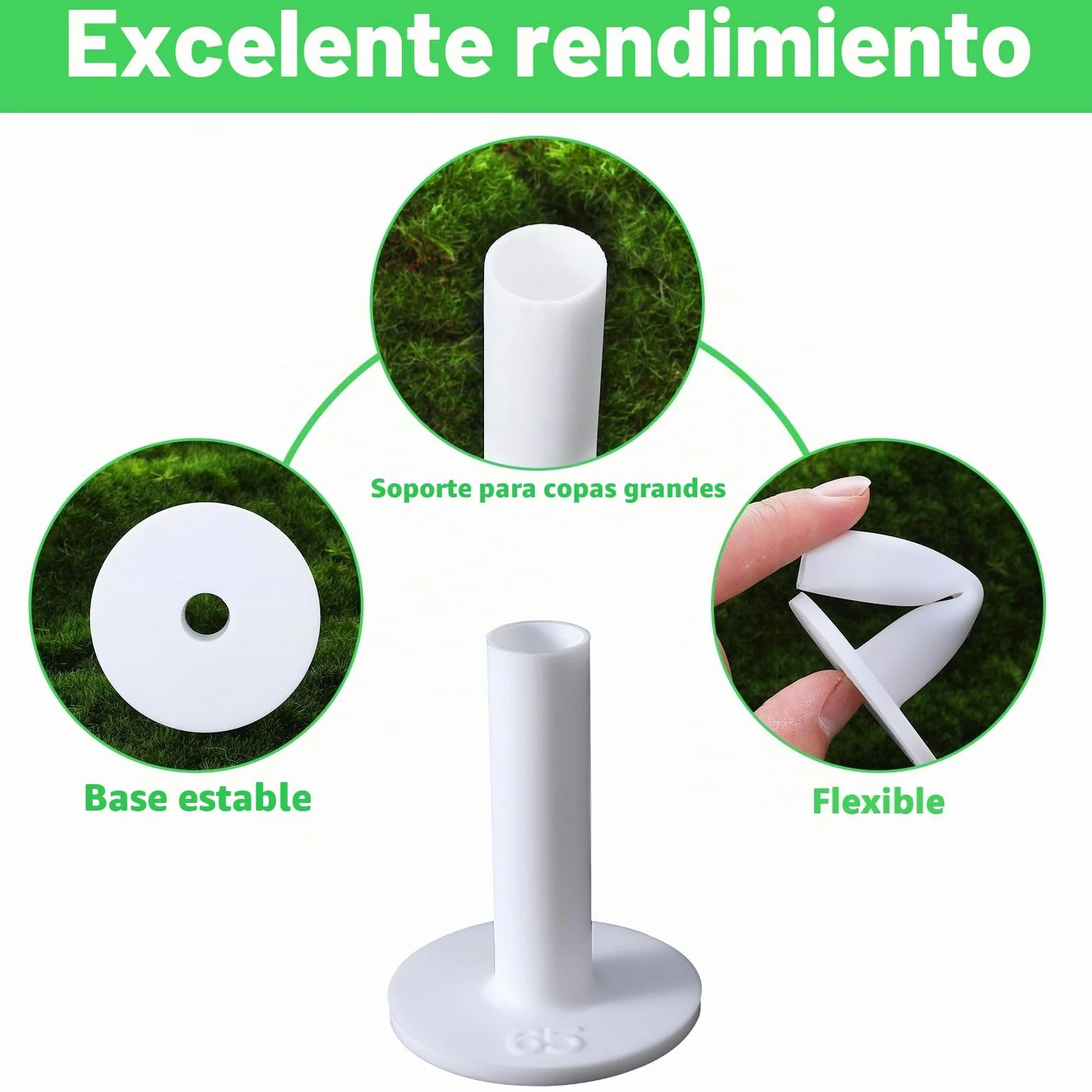 Tees de Golf de Goma Blandos, Accesorios para Pelotas de Golf Blancos en Forma DET, 6 Piezas para Practicar en Interiores y Exteriores