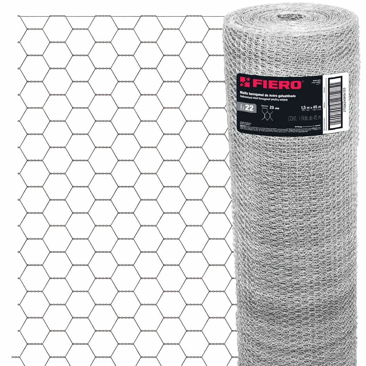Malla hexagonal de acero galvanizado