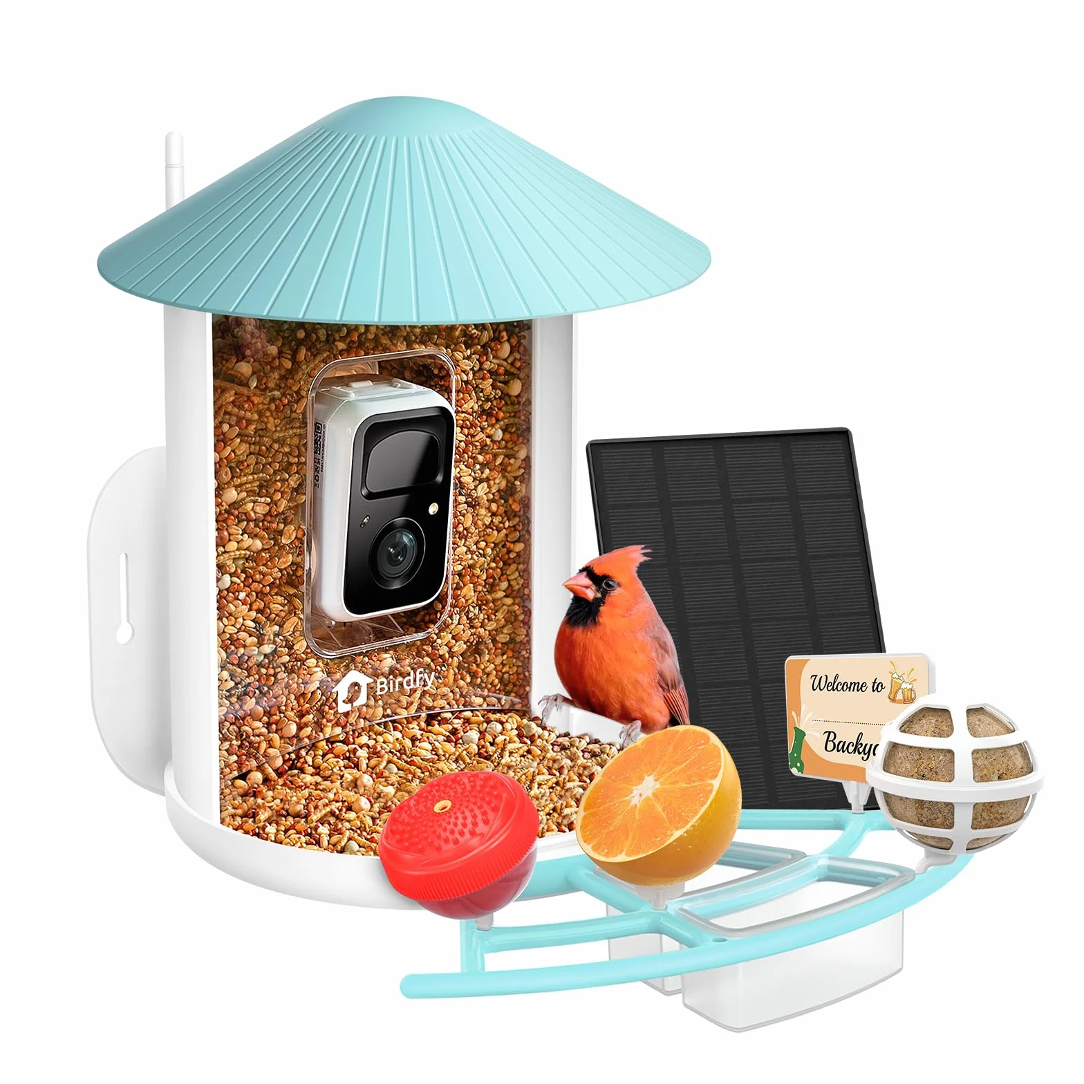NETVUE Birdfy Pro Lite Vogelhaus mit Kamera, Vogelfutterstation mit Kamera & DIY Multifunktionsständer, Futterstationen für Wildvögel, Vogelfutterspender mit Meisenknödelhalter, Wasser/Gelee Feeder