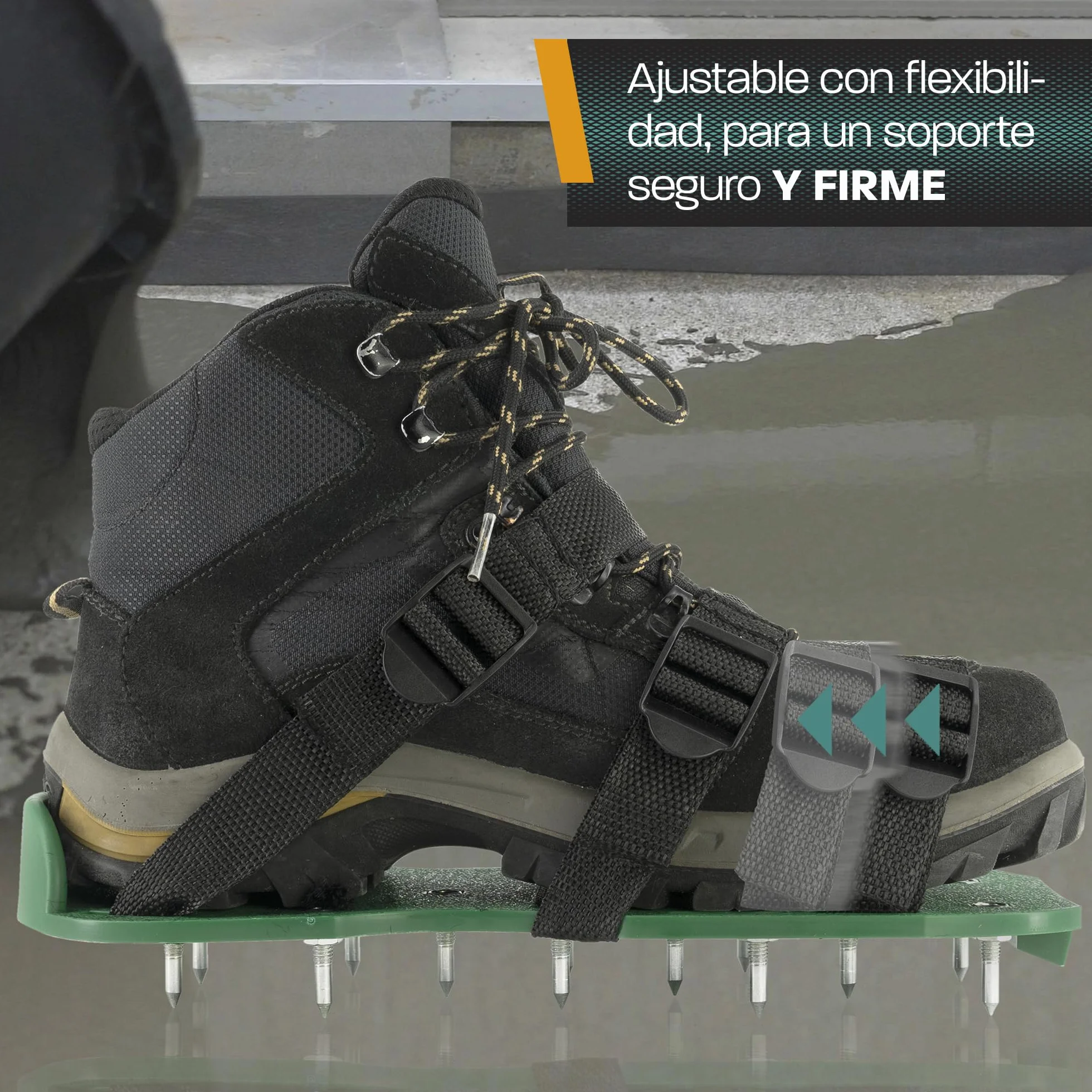 Hinrichs Zapatos Aireador para Cesped - 2 Zapatos de Aireador de Cesped Suela de 30 x 13,3 cm y Púas de 25 mm; Zapatos de Aireador Jardin de Tamaño Ajustable - Aireador Cesped Rodillo