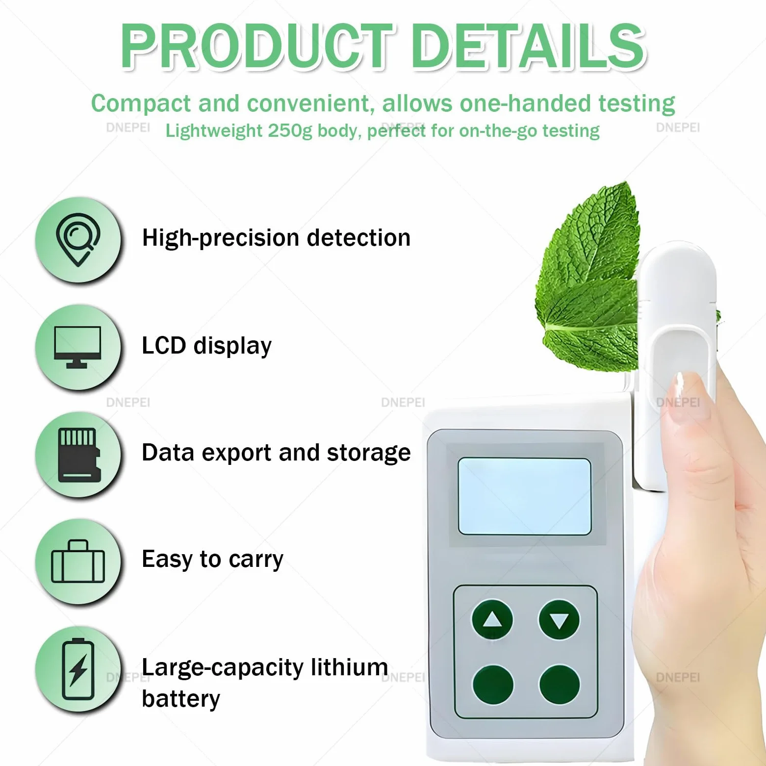 Medidor de clorofila portátil Recargable, analizador portátil de clorofila y nitrógeno, medición SPAD en Tiempo Real y Monitor de Temperatura foliar para Agricultores y jardineros. A
