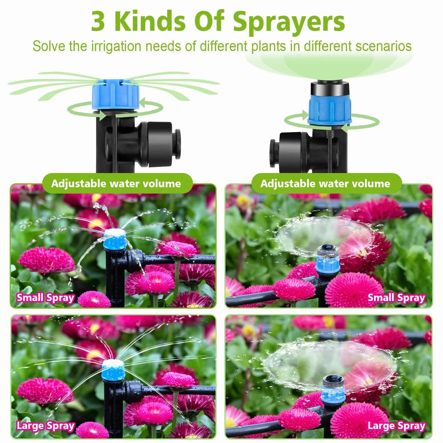Kit de sistema de riego por goteo de 102 pies, nuevo sistema de nebulización de riego automático de jardín de conexión rápida para invernadero, patio, césped, planta con manguera de 1/2 pulgada