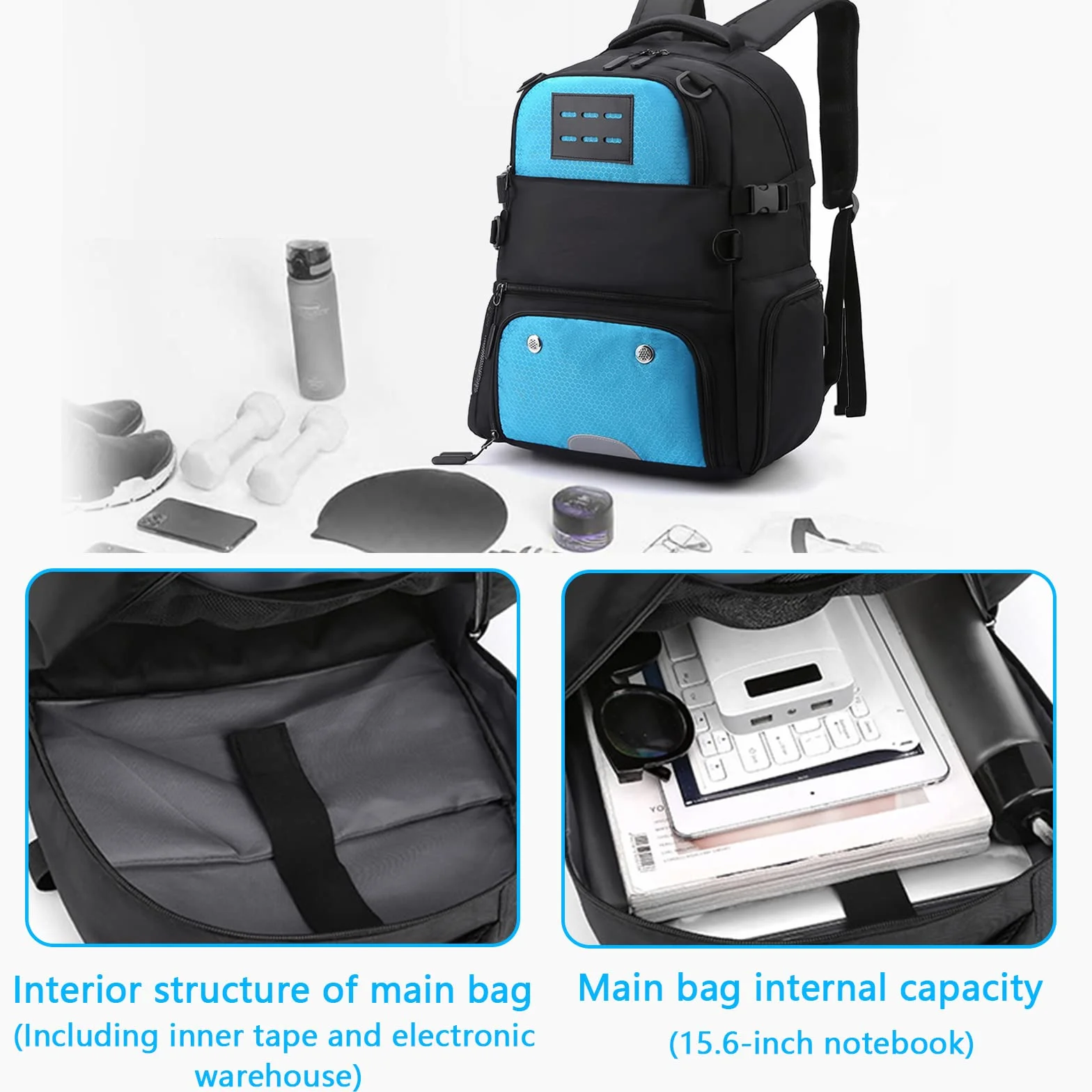 Aisny Bolsa de Baloncesto 30x20x49cm Mochila de Fútbol con Compartimiento para Balones y Zapatos