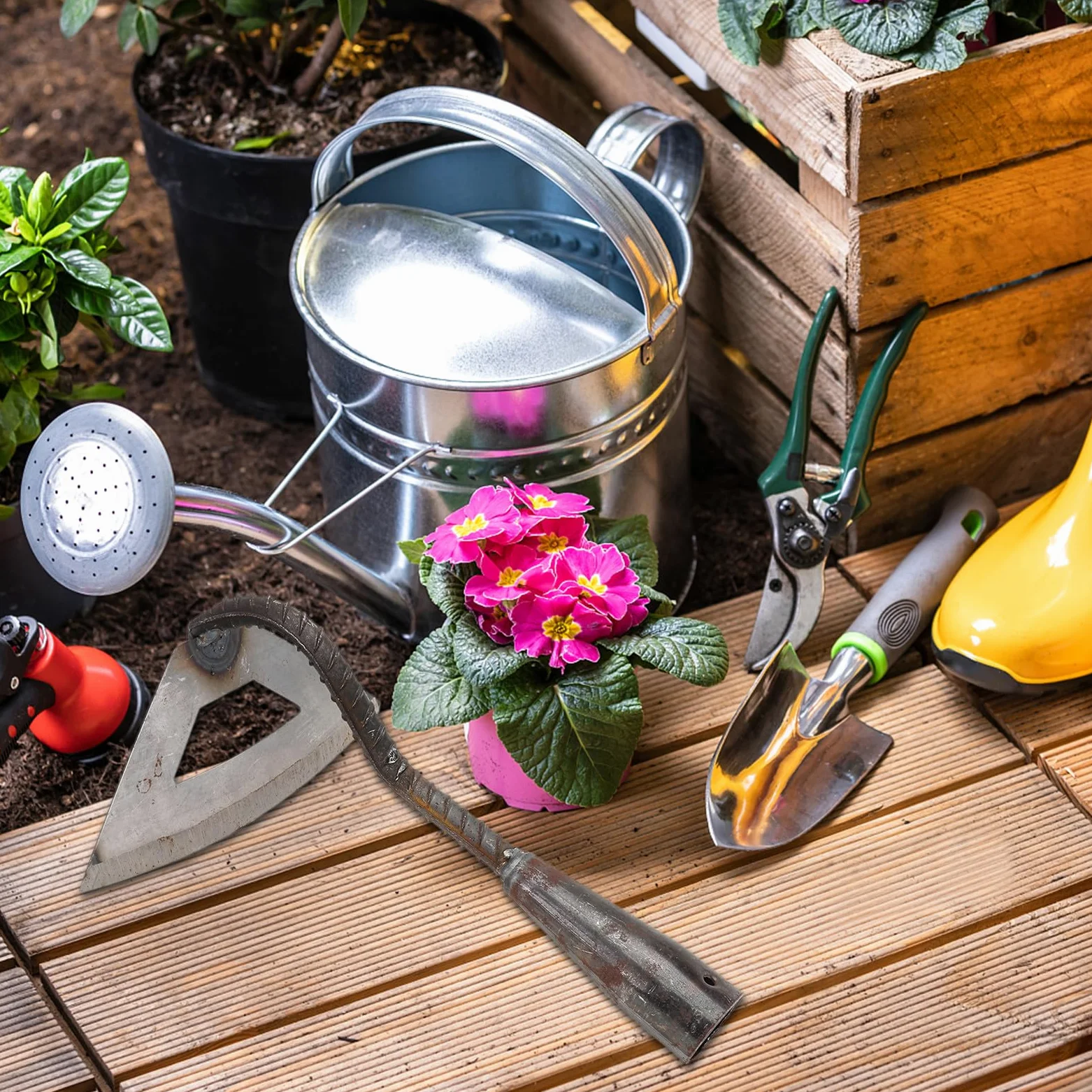iplusmile 2 Azadas Agrícolas de Acero Manganeso para Jardinería y Deshierbe al Aire Libre, Prácticas y Fáciles de Usar, Ideales para Cultivo y Excavación