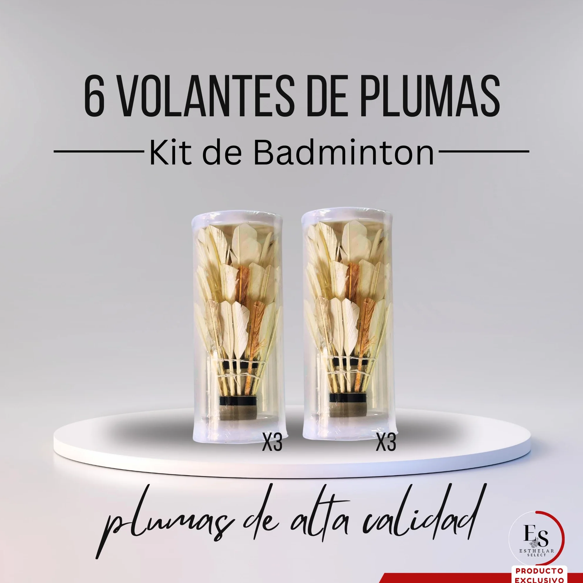 Pelotas Bádminton Pluma Natural Profesionales Resistentes Set 6 Pack Entrenamiento