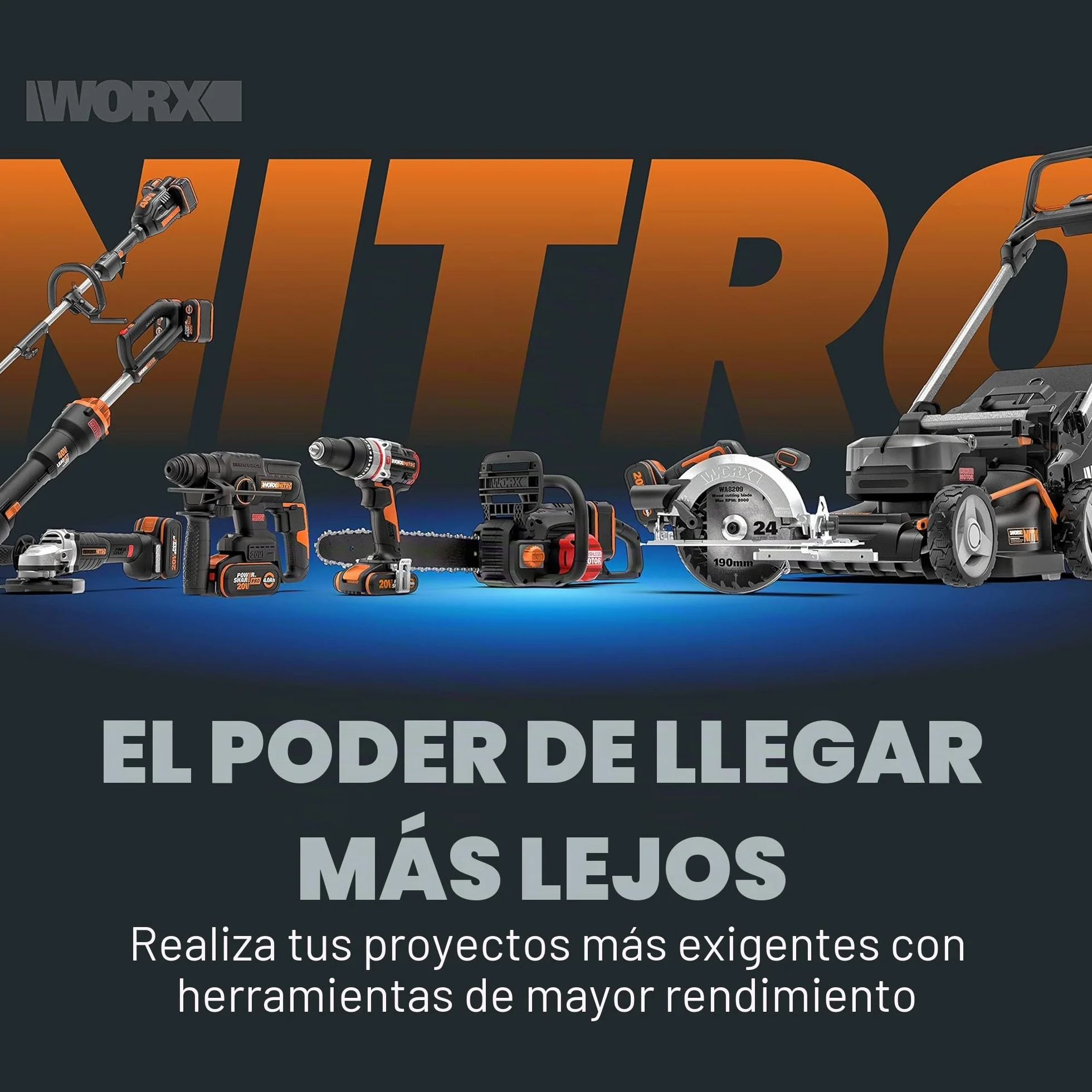 WORX WG855E.9 Escarificador y Aireador de Césped Nitro 40V Brushless Sin Batería, Ancho 36cm, Motor Brushless, 4 Alturas, Bolsa 40L