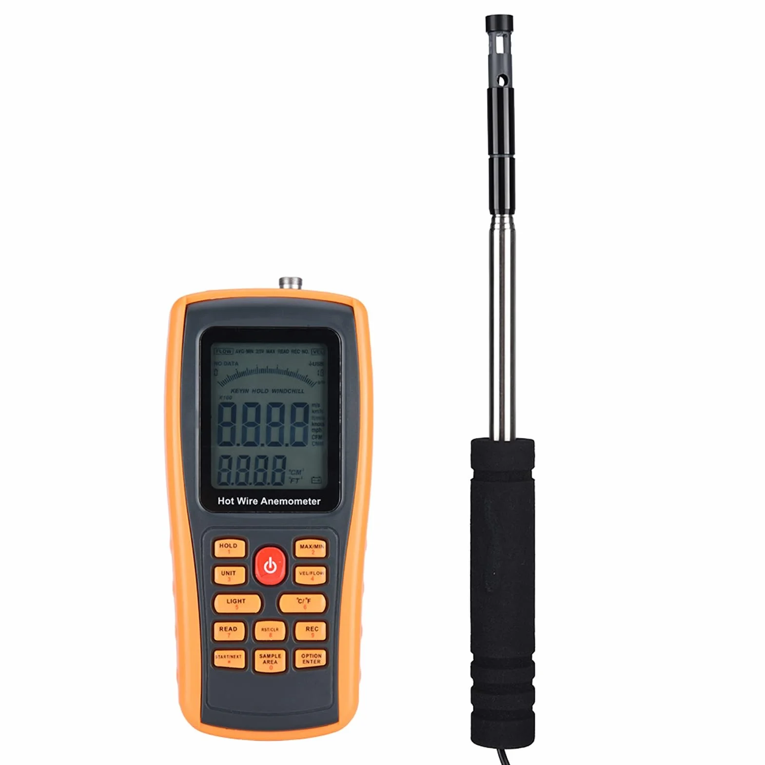 Yctze Anemómetro Digital Portátil de Alambre Caliente GM8903 para Medición de Temperatura y Velocidad del Viento