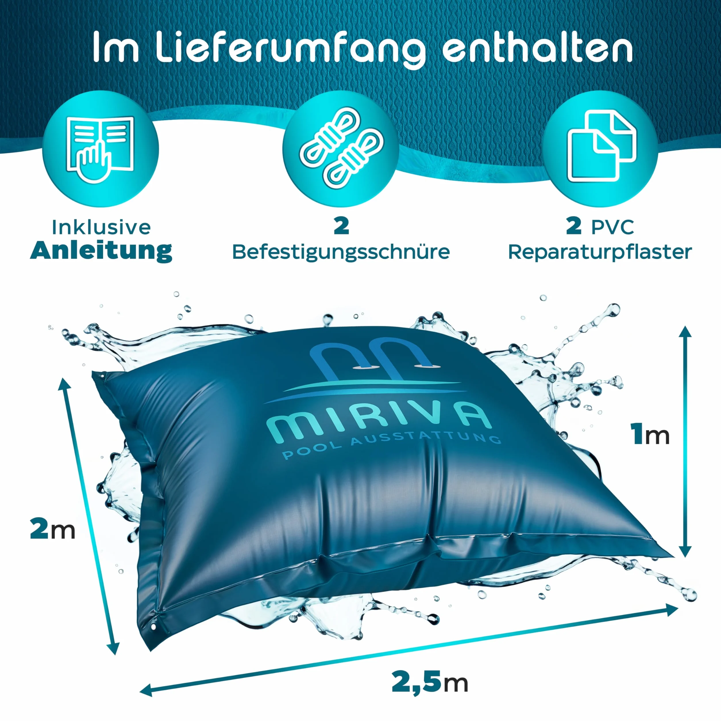 Cojín de piscina de invierno – 2 x 2,5 m – Cojín de piscina invernal – Cubierta de piscina de invierno – Cojín de aire para piscina (2 x 2,5 m)