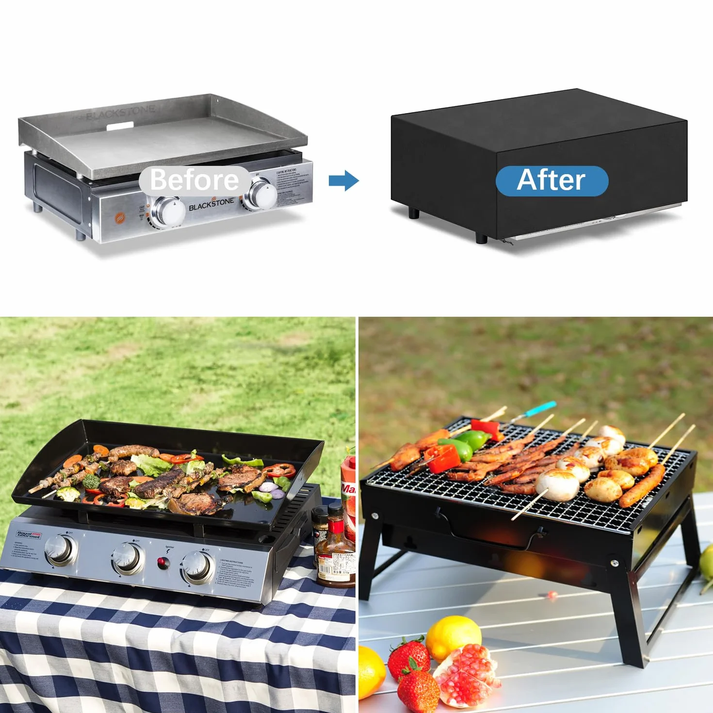 VANSHEIM Funda Plancha Exterior Impermeable Barbacoa Funda Plancha para Barbacoa Funda Barbacoa de Sobremesa Plancha Barbacoa Anti-UV 420D Tela Oxford 60x45x25cm