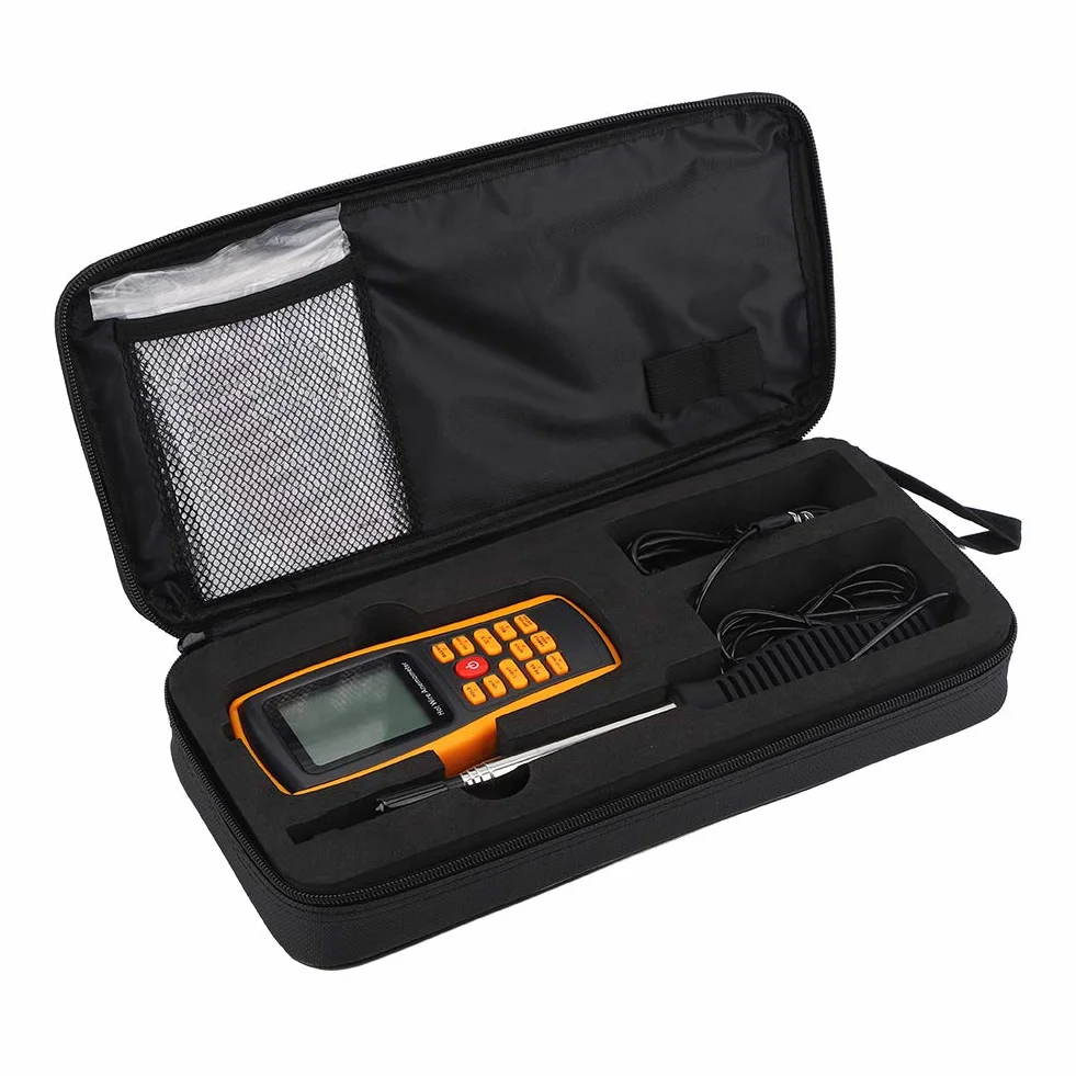 Anemómetro Digital portátil de Hilo Caliente, con medidor de Velocidad y Temperatura, con Pantalla LCD retroiluminada, para modelismo aeronáutico, navegación, Surf y ala