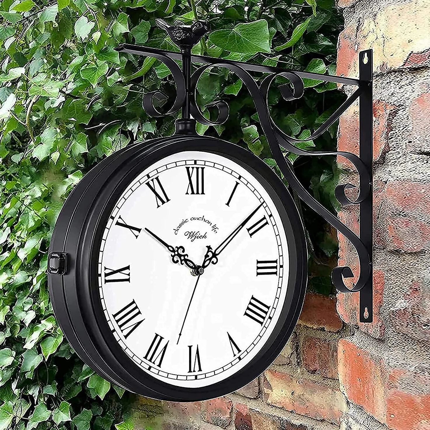Reloj impermeable exterior doble cara colgante antiguo termómetro para patio garaje