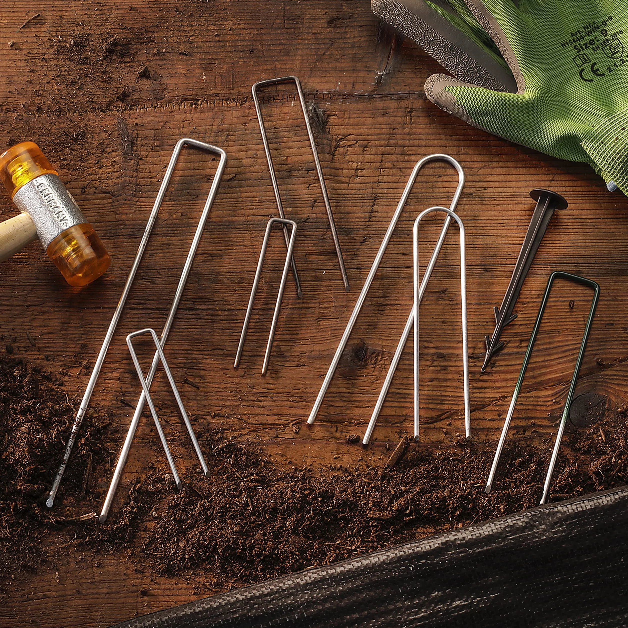 GardenMate 100 Grapas de sujeción GALVANIZADAS 150 mm largo 25 mm ancho de alambre de acero 2,9 mm