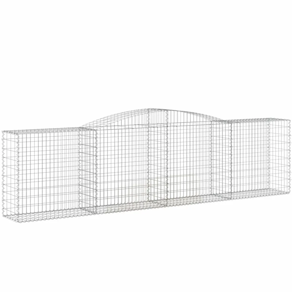 2 cestas para gaviones con arco alto, 400 x 50 x 100/120 cm, hierro galvanizado para barreras de jardín y protección de la privacidad, aislamiento acústico y decoración de alambre resistente