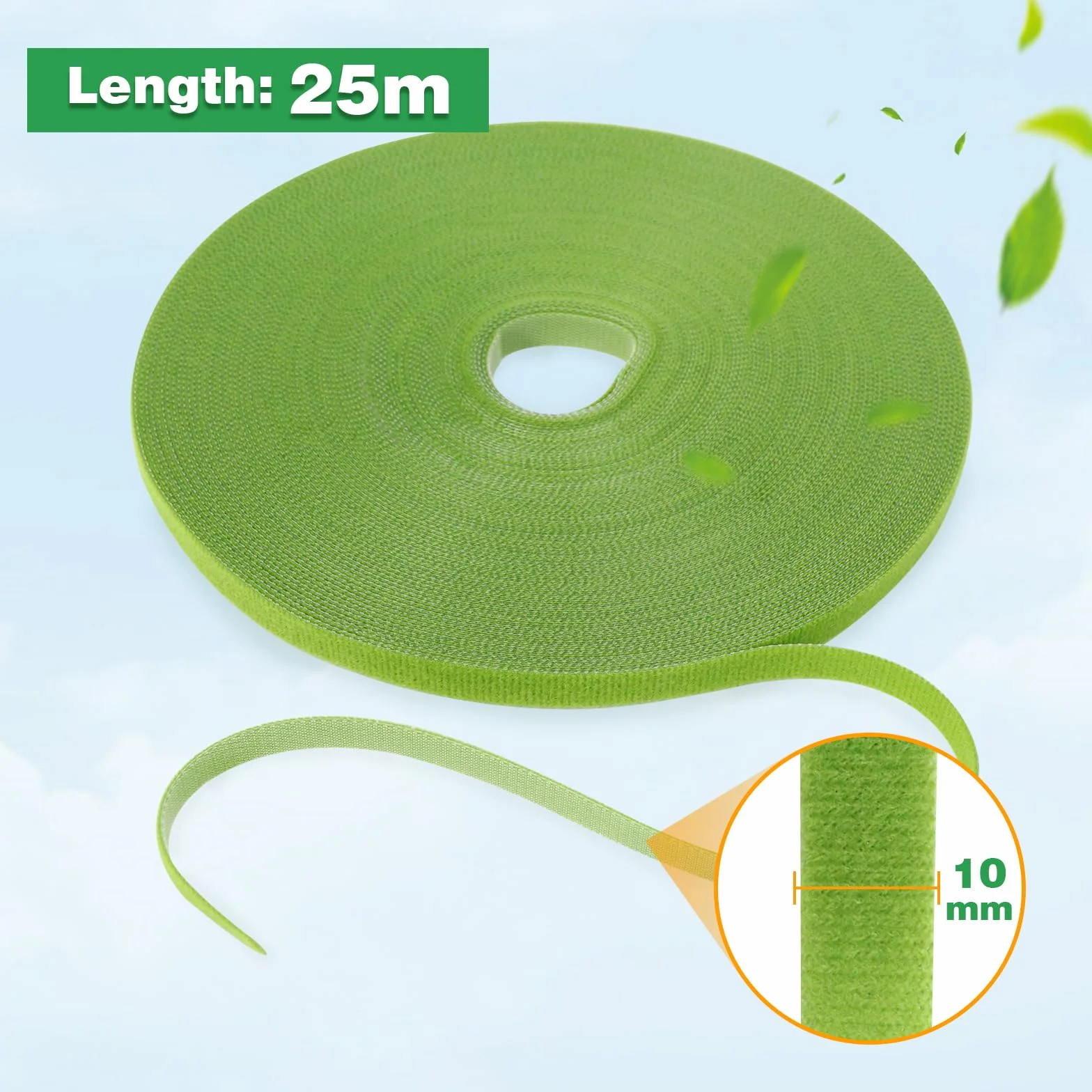 Redamancy 25m Cinta para Plantas, 10mm Reutilizable Bridas y Arreglo de Cableado Doméstico (Verde Hierba)