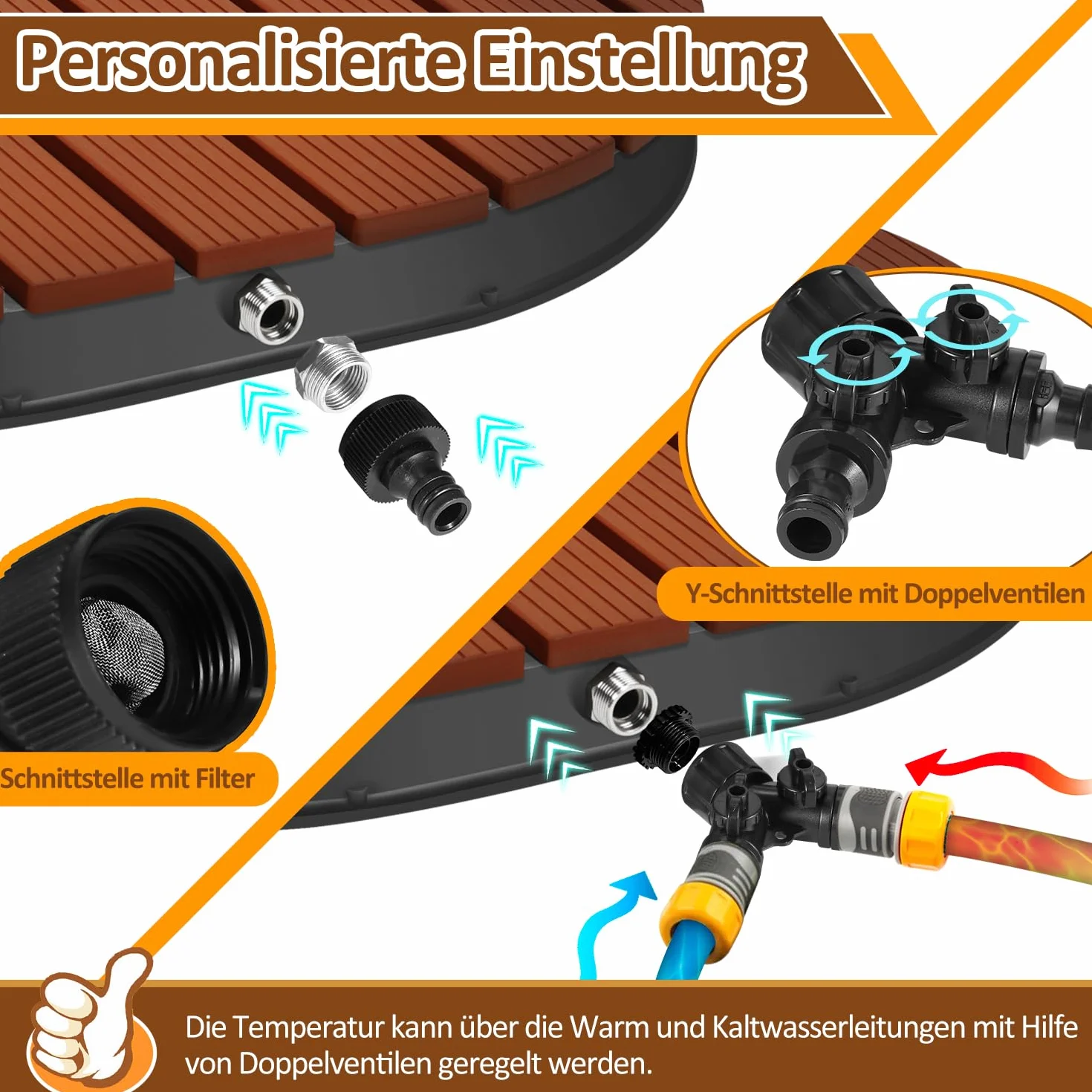 Ducha de suelo de jardín con rueda de pie y boquillas de cobre, ducha de piscina de hasta 4 m de altura de fuente, ducha exterior de aluminio, antideslizante, resistente a la intemperie