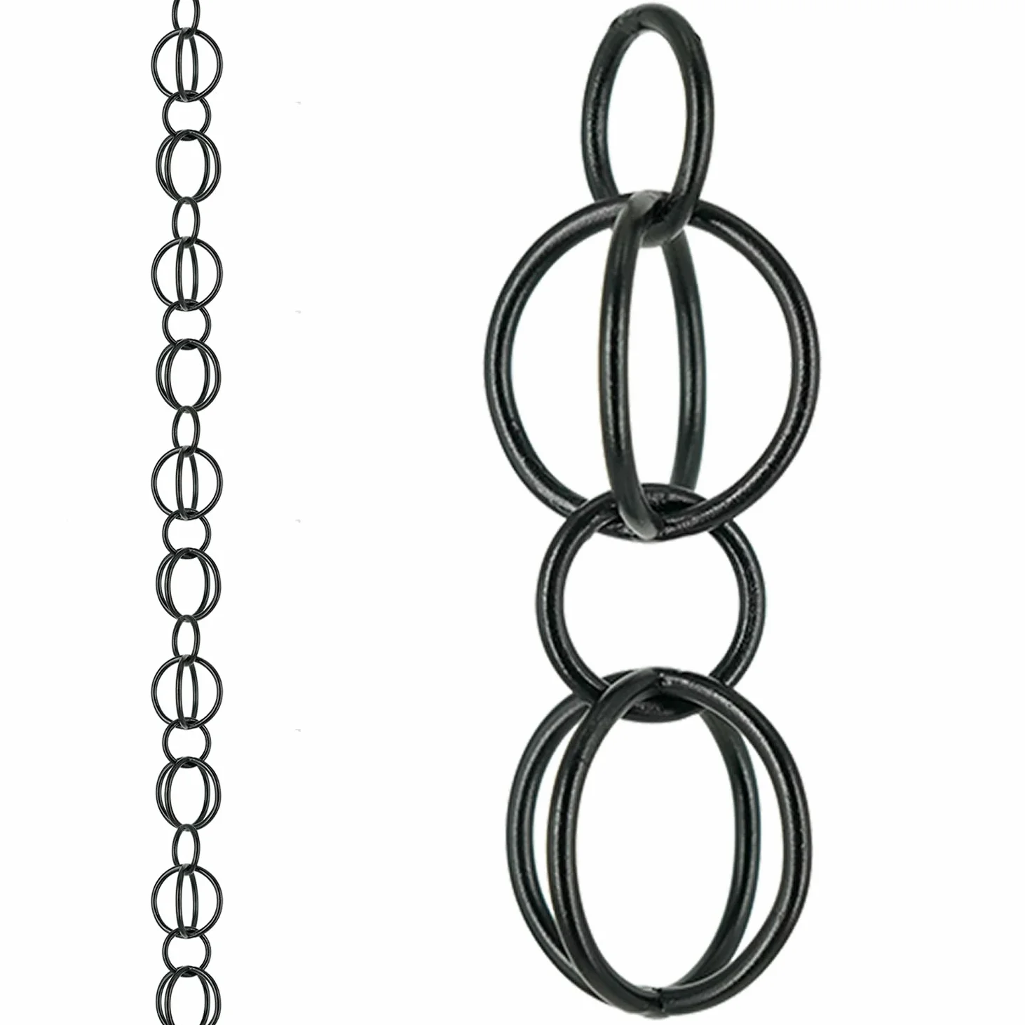 DFTDFYXYCadena para Lluvia Cadena De Lluvia De Aluminio Cadena De Guía Lluvia Canalón Sistema Colector Lluvia para Casa, Jardín, Exterior,Temple Villa,Aluminiorecubrimiento Polvo Negro,2.4m(7.8ft)