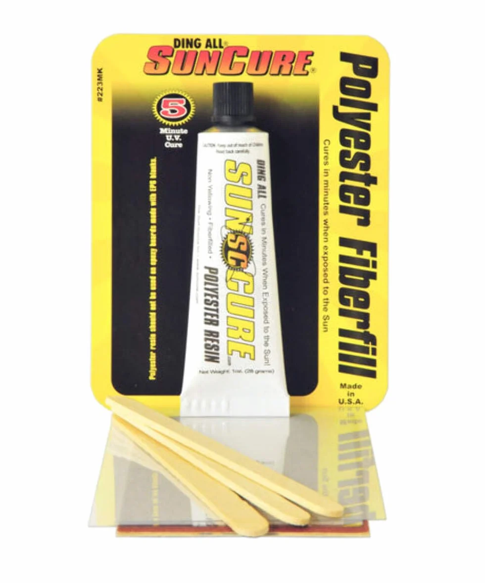 Ding All Sun Cure Kit reparación tablas surf fibra poliéster 28g transparente