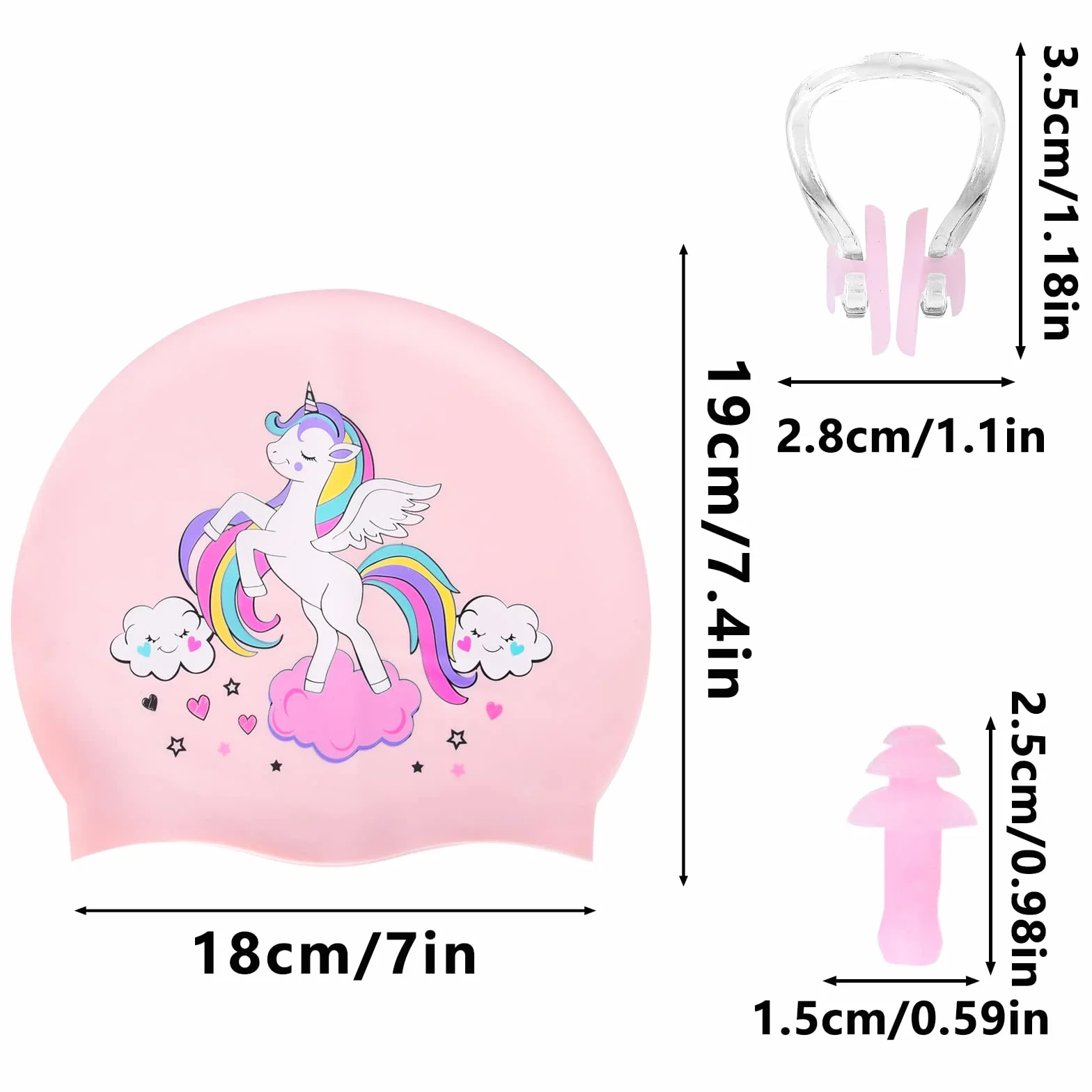 Ulikey Gorro Natación Silicona Impermeable Antideslizante para Piscina Niñas Niños con Tapones Oídos Pinza Nasal