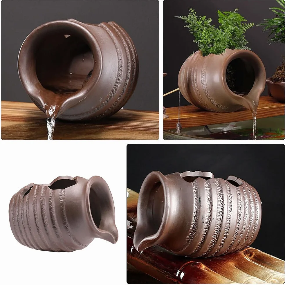 Supvox Fuente de jardín al aire libre gárgola para estanque fuente de agua bomba DIY maceta de cerámica decoración