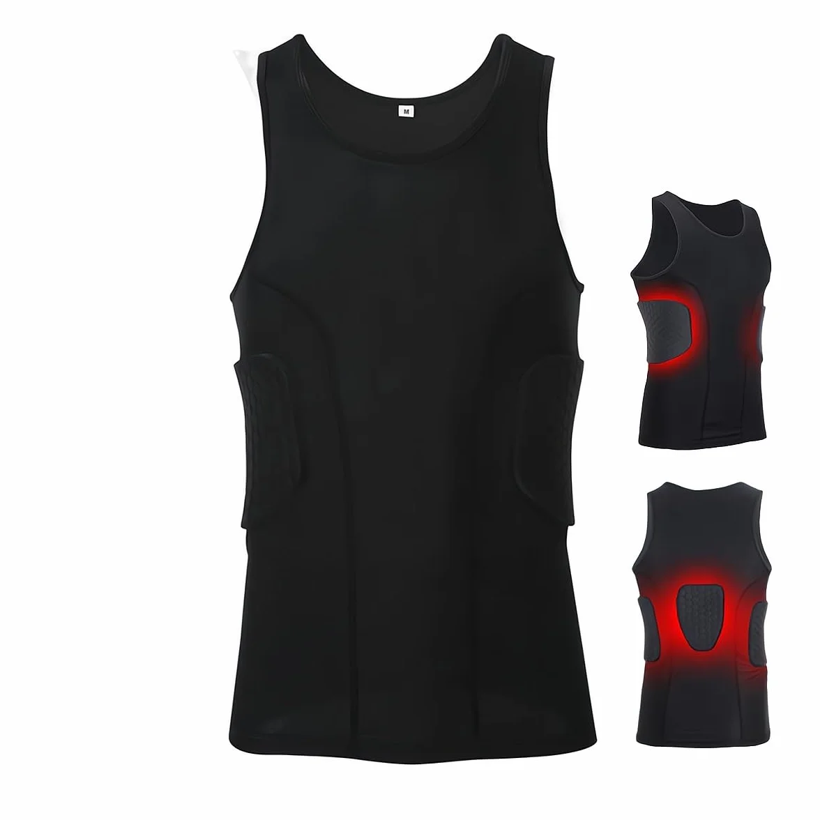 SOONHUA Camiseta de fútbol acolchada para hombre protección antigolpes silicona pantalones cortos accesorio deportivo baloncesto rugby chaleco