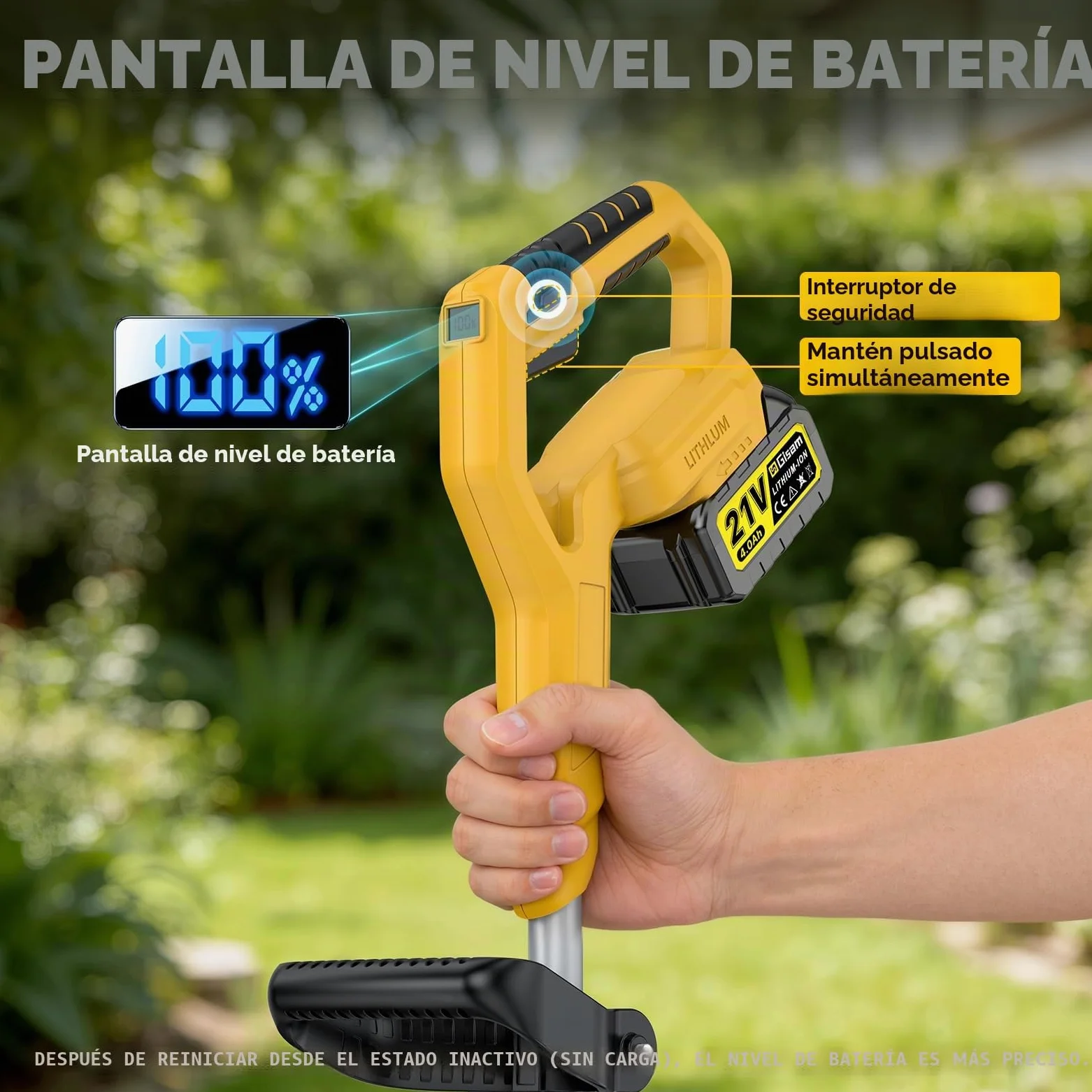 Motocultor Eléctrico Inalámbrico con 2 Baterías de 4,0 Ah, 400 RPM, Batería Sin Escobillas, Ancho 23 cm y Profundidad 21 cm, Motocultor Plegable para Labrar y Suavizar el Suelo
