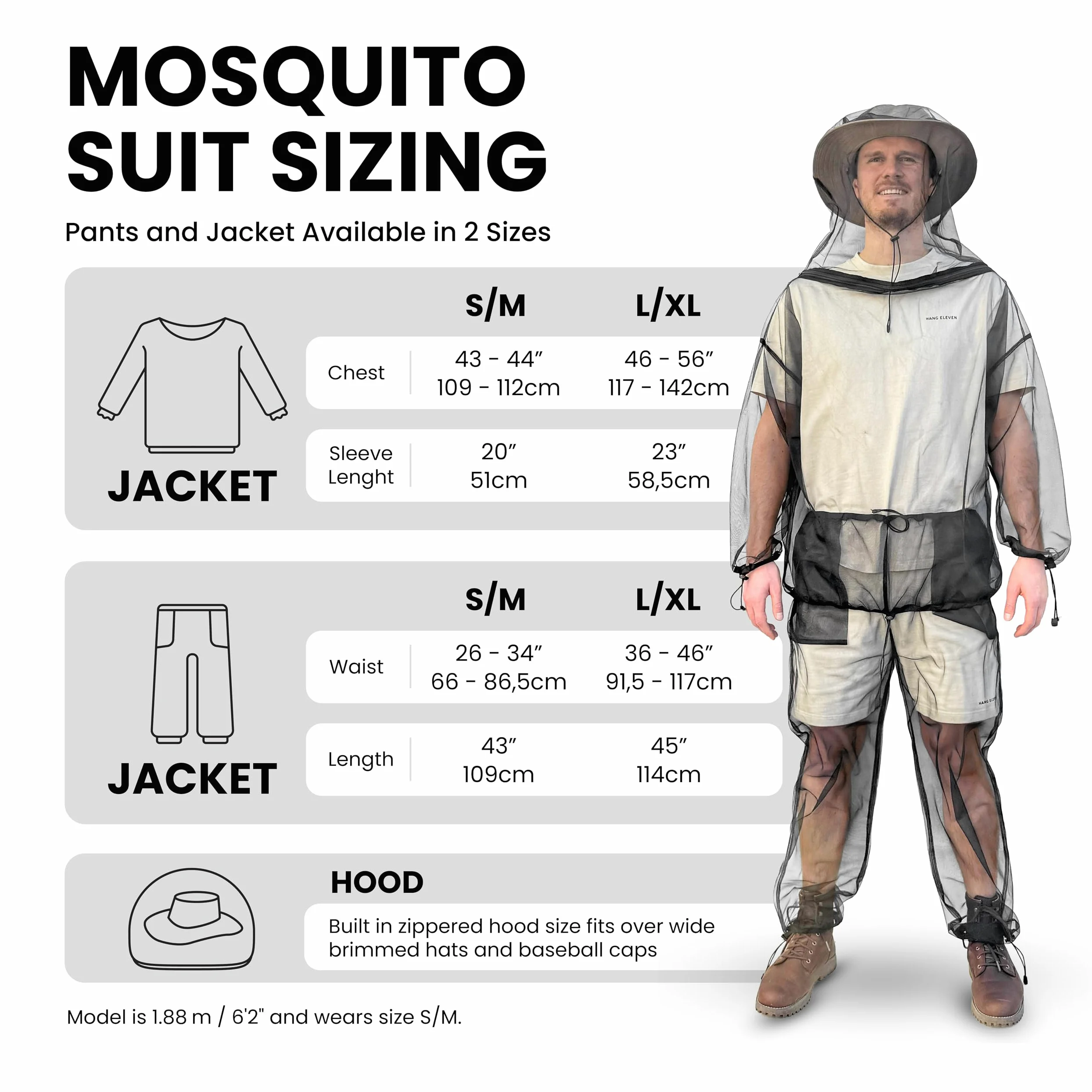 Universal Backpackers Traje Mosquitero para Protección contra Insectos - Chaqueta & Pantalones de Malla
