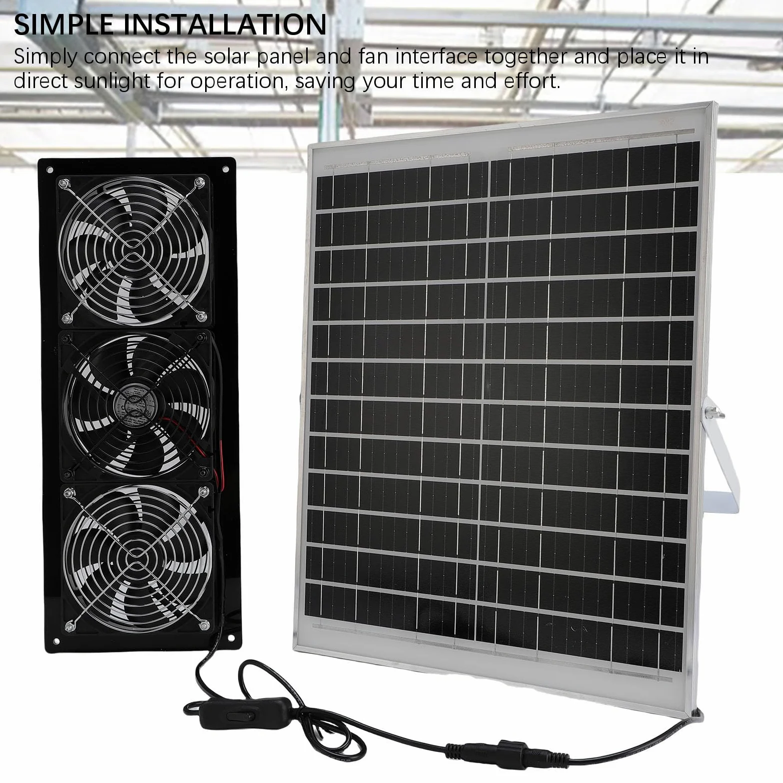 Kit de Ventilador de Escape con Energía Solar, Ventilador Eficiente de Alta Velocidad de 25W para Gallinero, Invernadero, Cobertizo, Casa para Mascotas