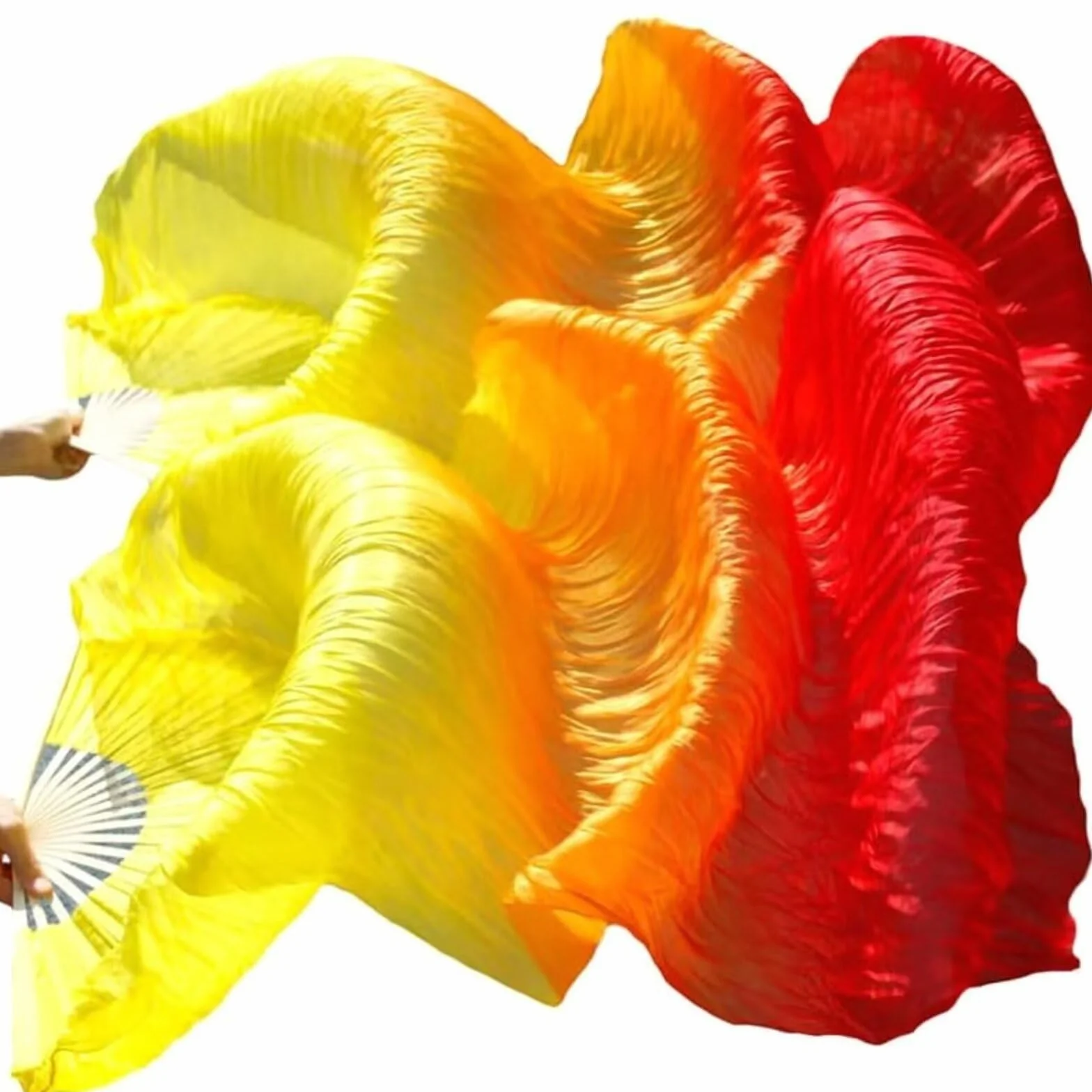 Ventilador de bambú de seda para danza del vientre 1,5 Metros Hecho a Mano (Rojo)