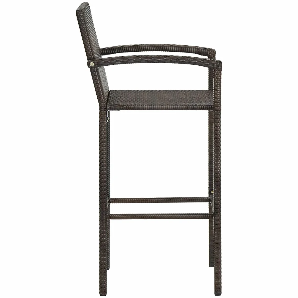 vidaXL Conjunto de Bar para Jardín 5 Piezas Mesa Silla Asiento Patio Terraza Balcón Barra Bistró Muebles Mobiliario Ratán Sintético Marrón