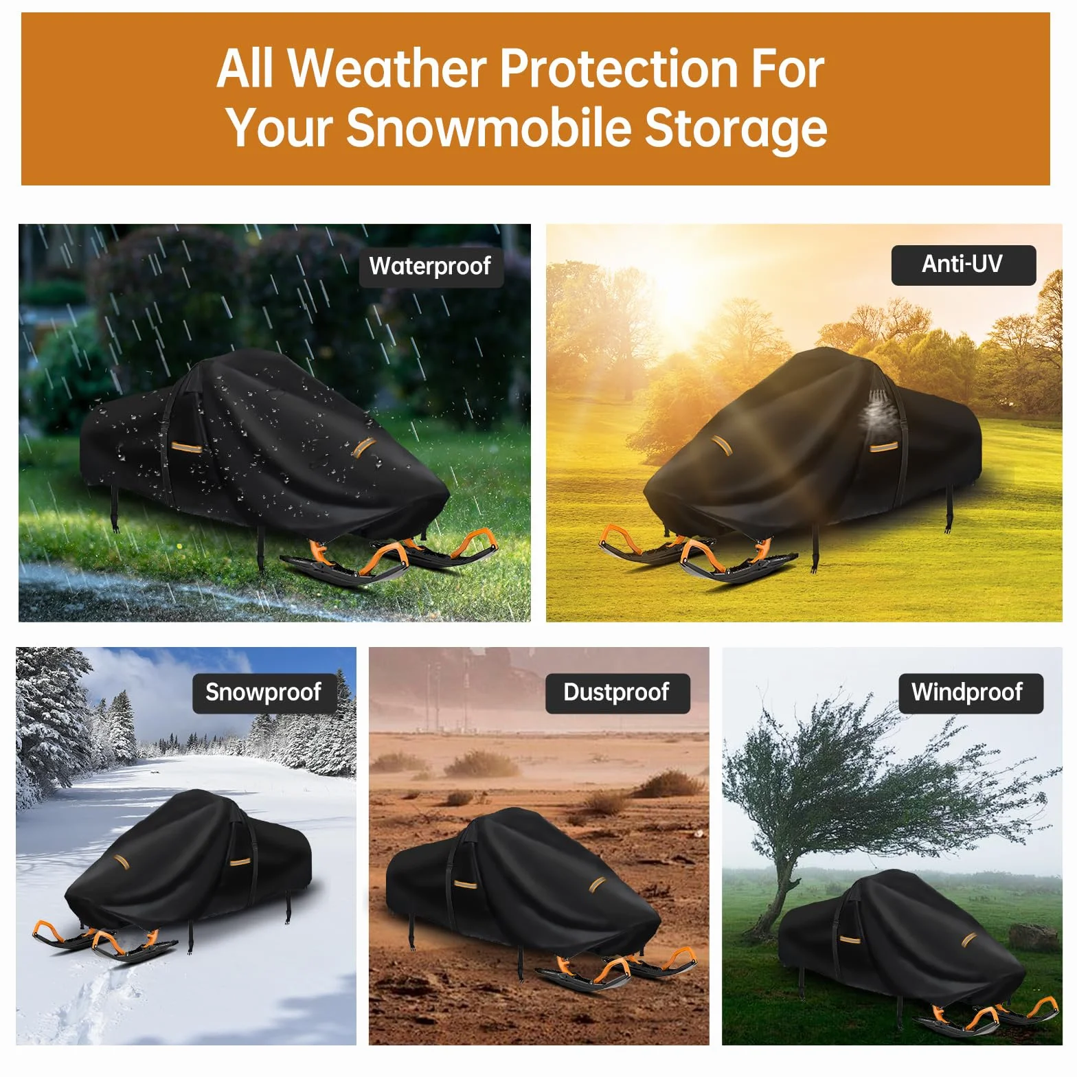 Funda para moto de nieve Oxford 420D resistente 2 hebillas rejillas ventilación universal Polaris Ski-Doo