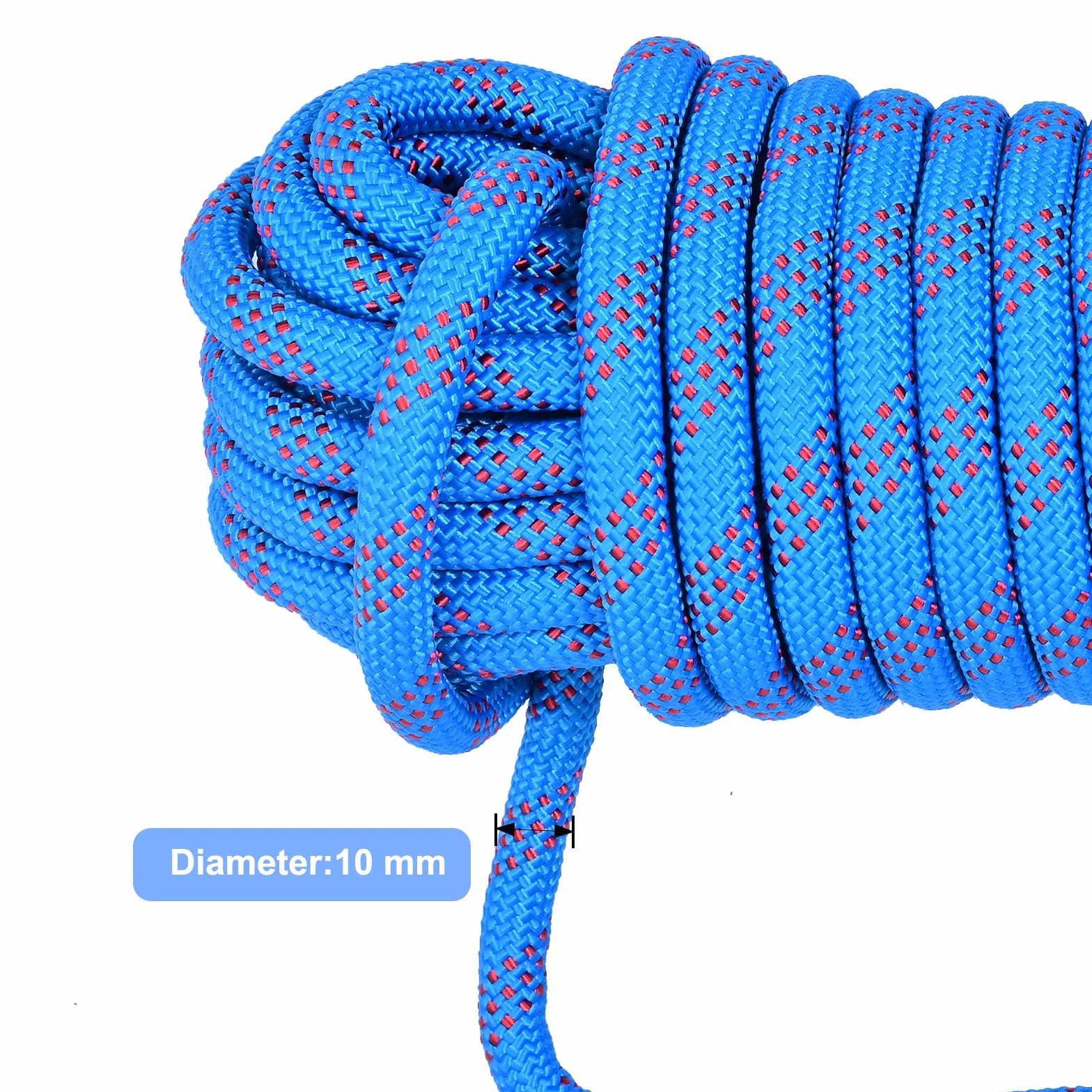 Cuerda Escalada 20M 10mm Nylon Cuerda Seguridad Rescate 2 Mosquetones Exterior