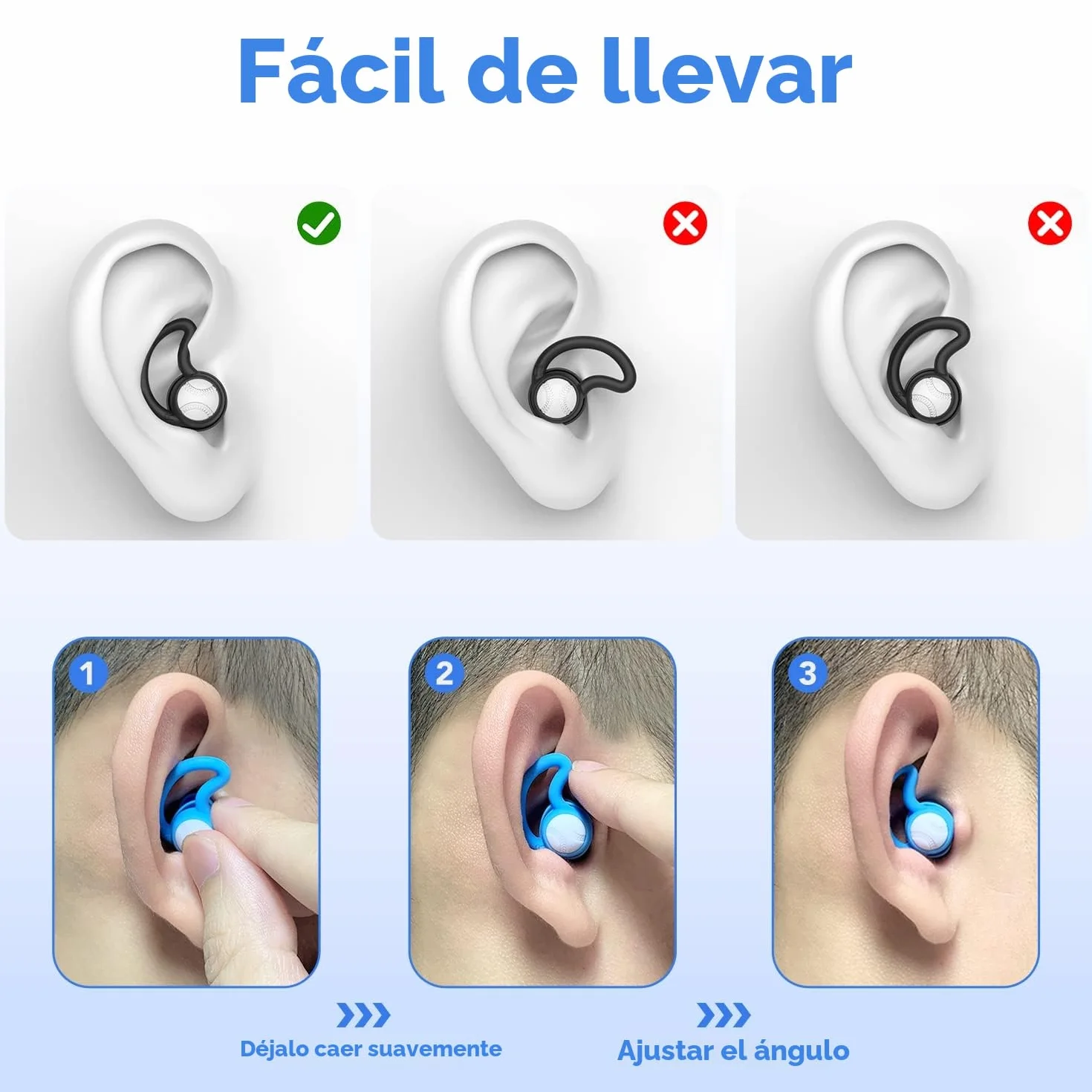 Tapones oídos natación adultos impermeables reutilizables silicona suave para ducha 3 pares