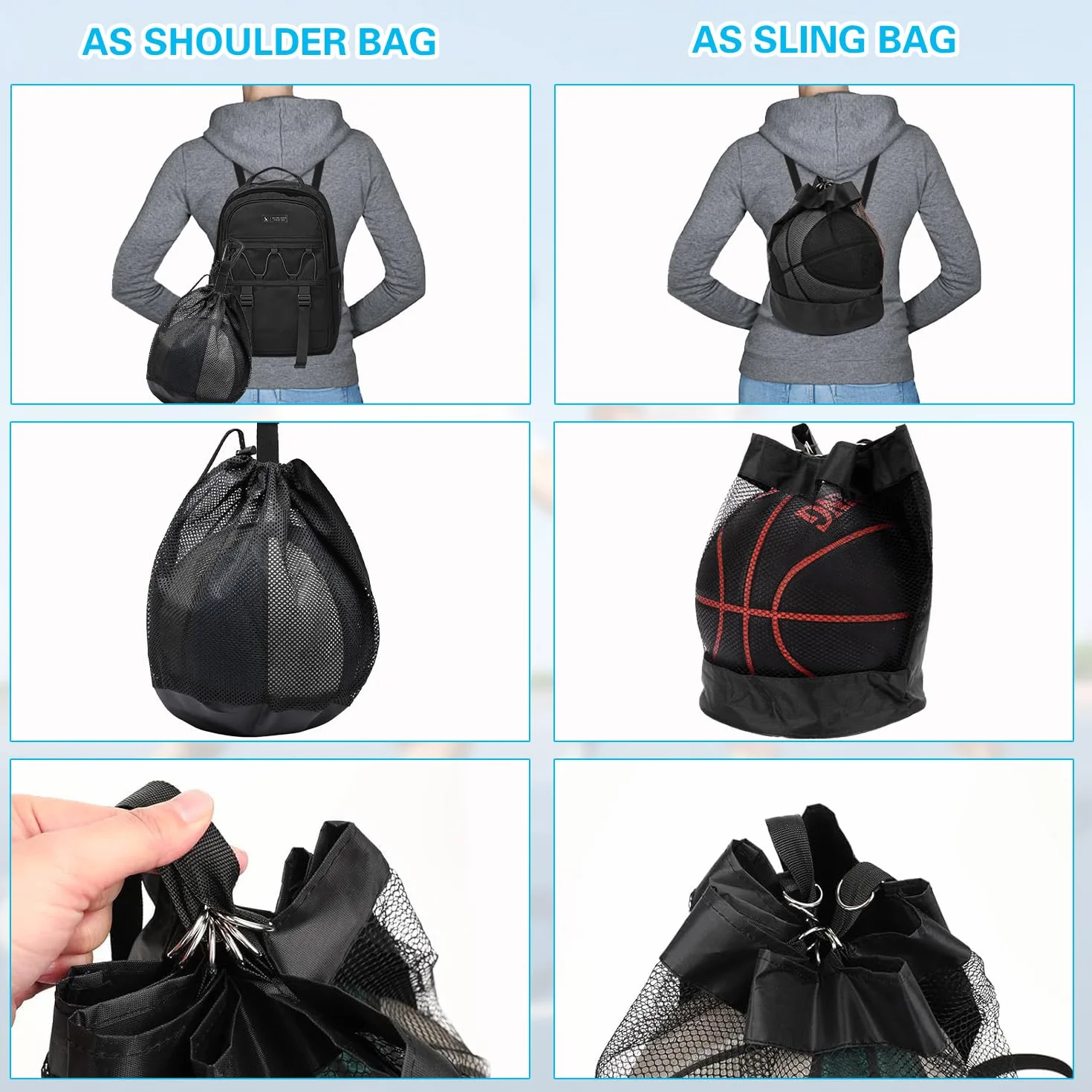 Red para baloncesto, voleibol, fútbol y tenis con bolsa portátil