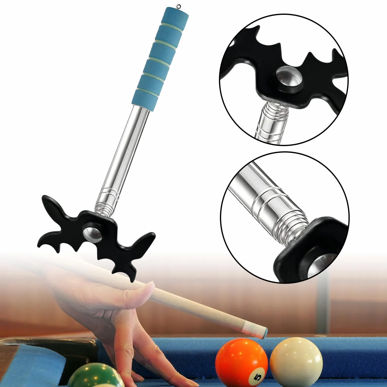Rockible Punte retráctil Puente Cue Stick Snooker Bridge Rester para Juego de Interior