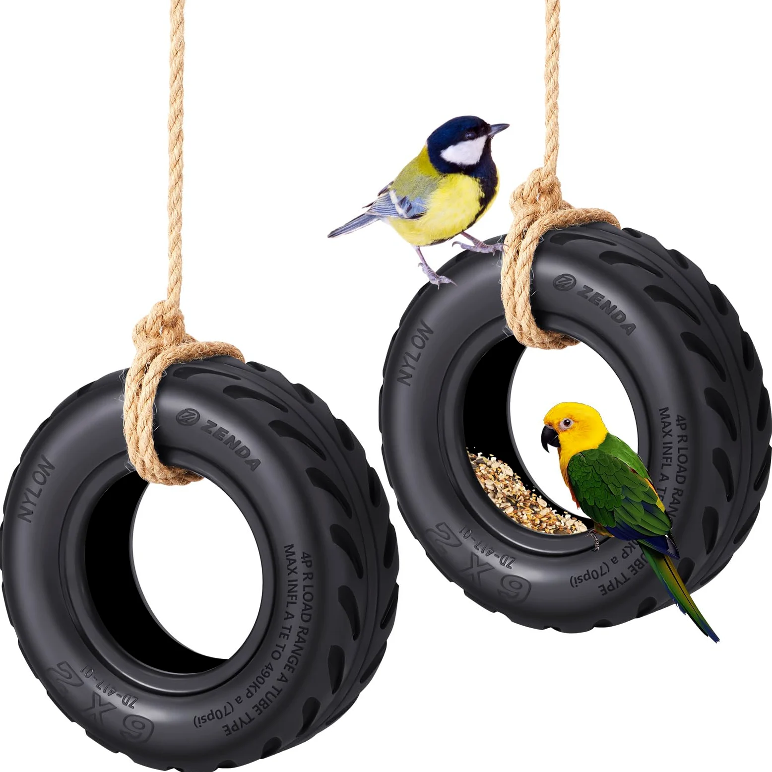 2 comederos para pájaros de 6 x 2 pulgadas con cuerda, comedero especial para pájaros, recogedor de semillas para comederos de pájaros, divertido comedero de pájaros para regalo exterior para