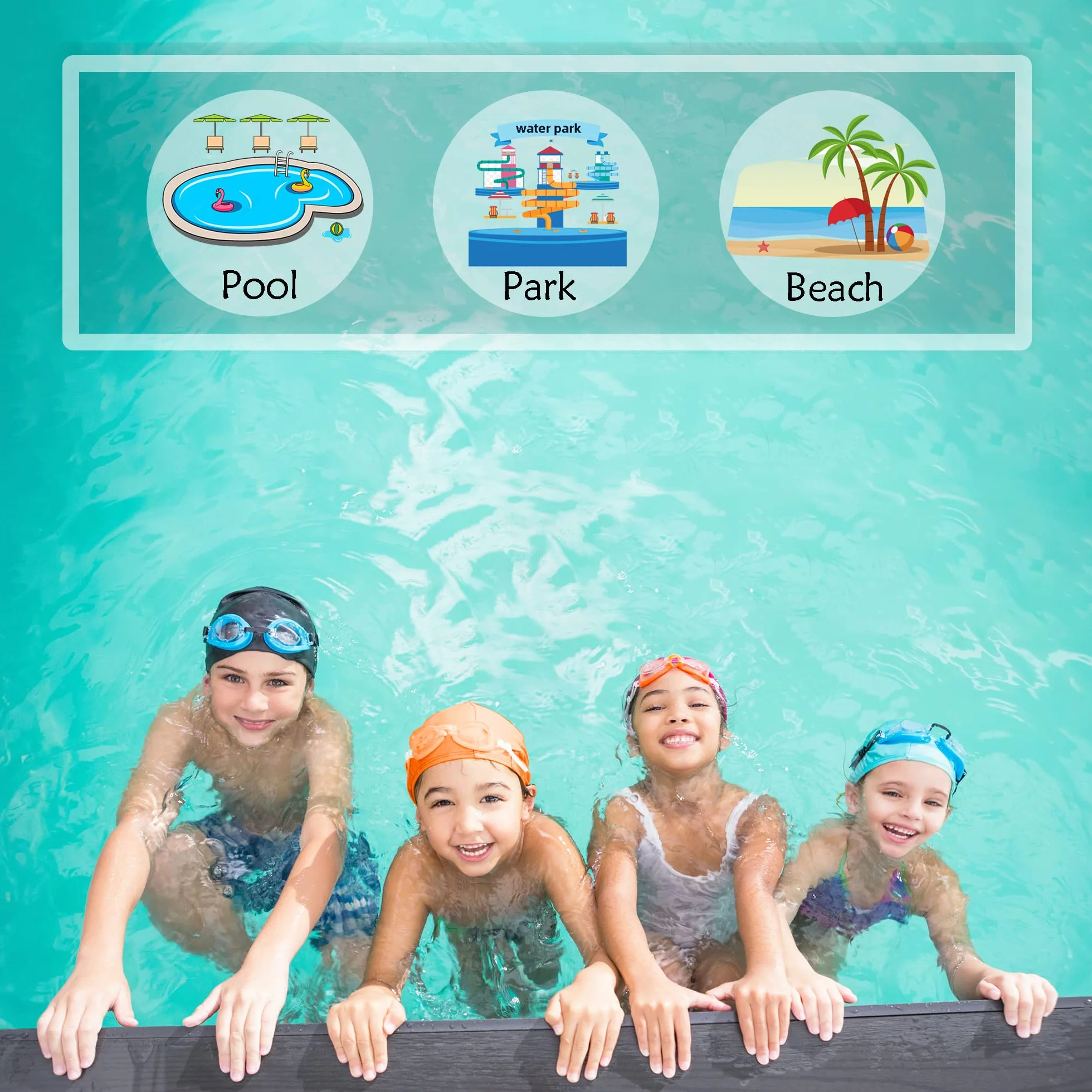 Gorros de natación Unisex elásticos Gorra de Piscina para niños, niñas, Hombres, Mujeres