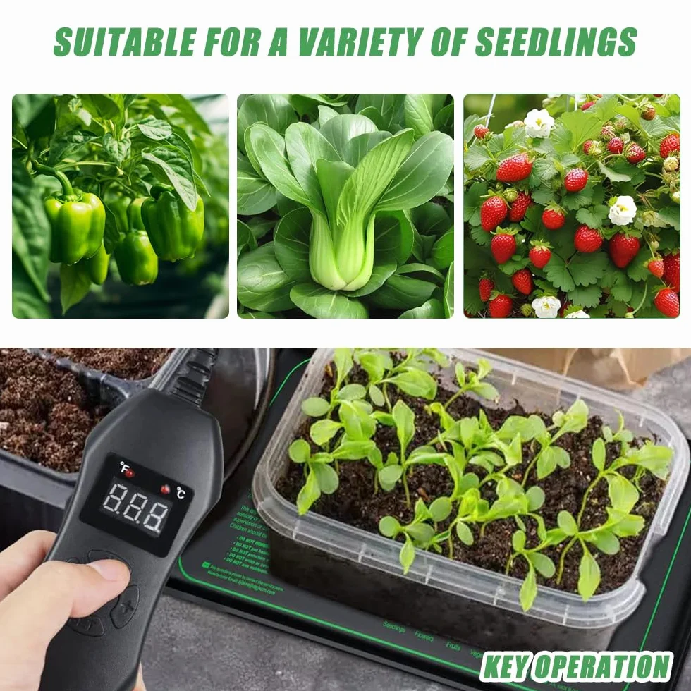 Mineup Estera Térmica para Plántulas, 50w Manta Térmica de Semilla Almohadilla, Alfombrilla térmica Duradera para plántulas, Esterilla Calefactora Plantas, para Germinar Semillas o Fermentadora