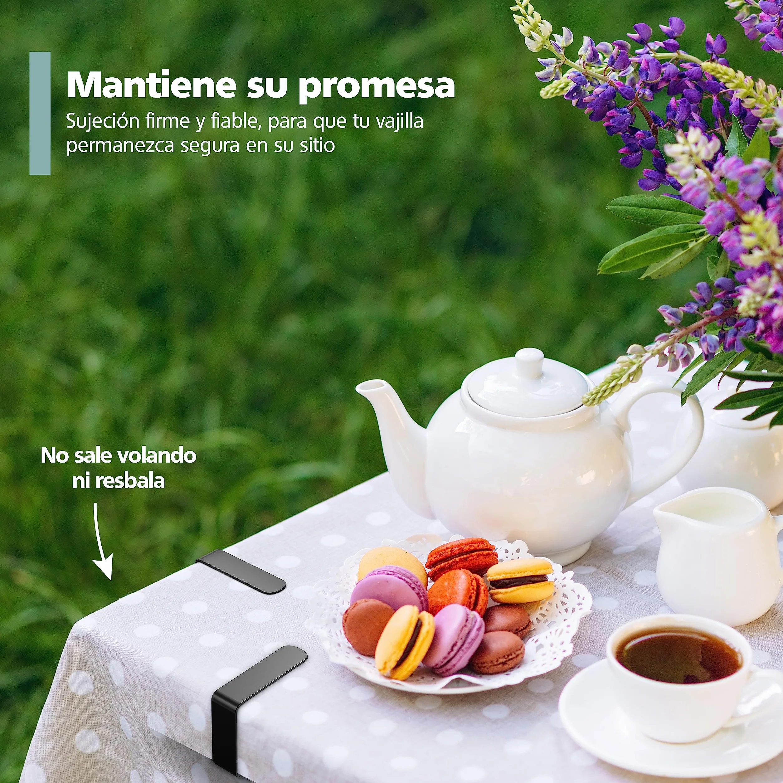 8 x Pinzas para manteles Negro para mesas con un Grosor de 3 cm - - Pinzas para manteles de Acero Inoxidable para Uso en Interiores y Exteriores - - Pinzas para manteles fáciles de Limpiar
