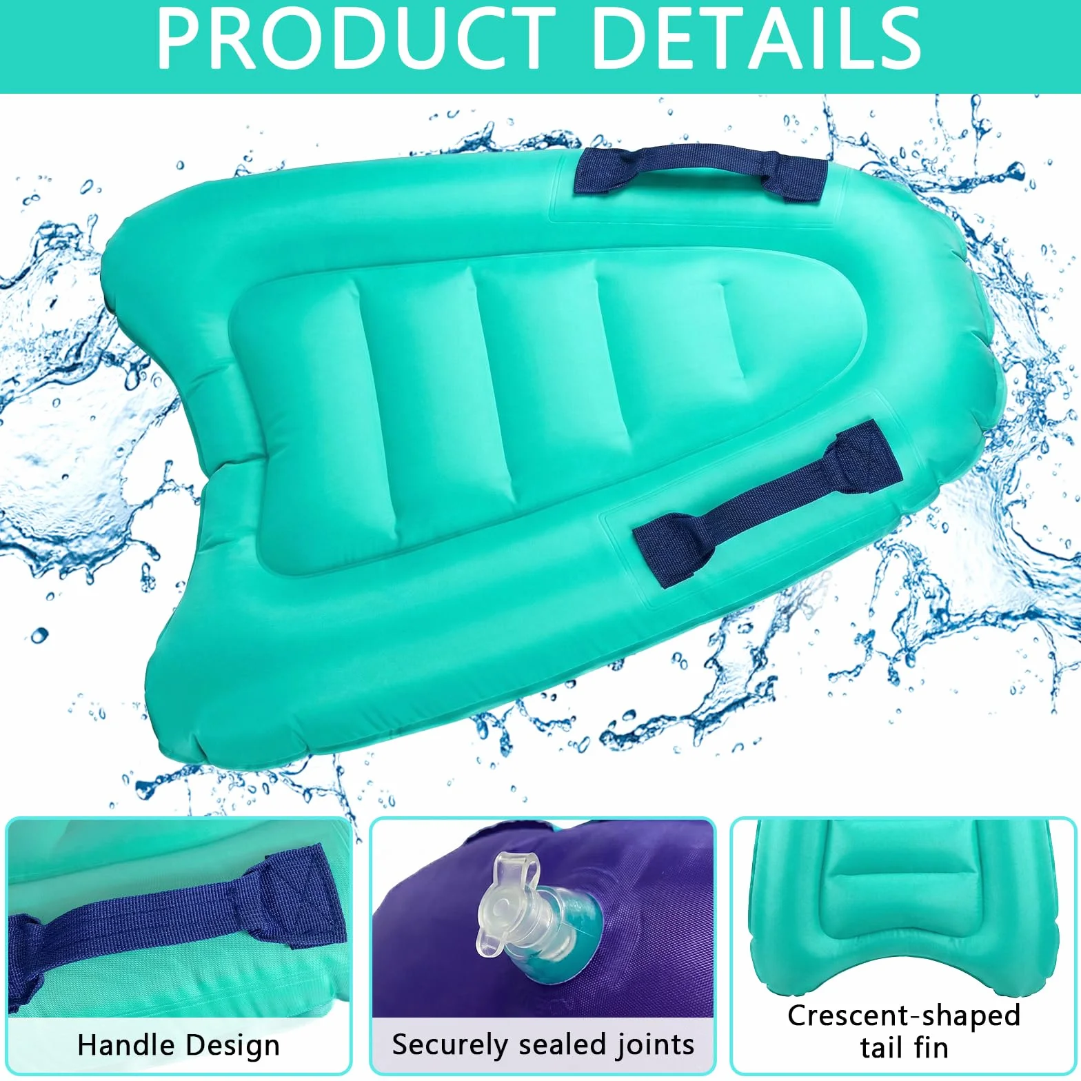 Tabla de Bodyboard Flotante 67x52cm con Asas Ligera Plegable Surf Playa Deportes Acuáticos